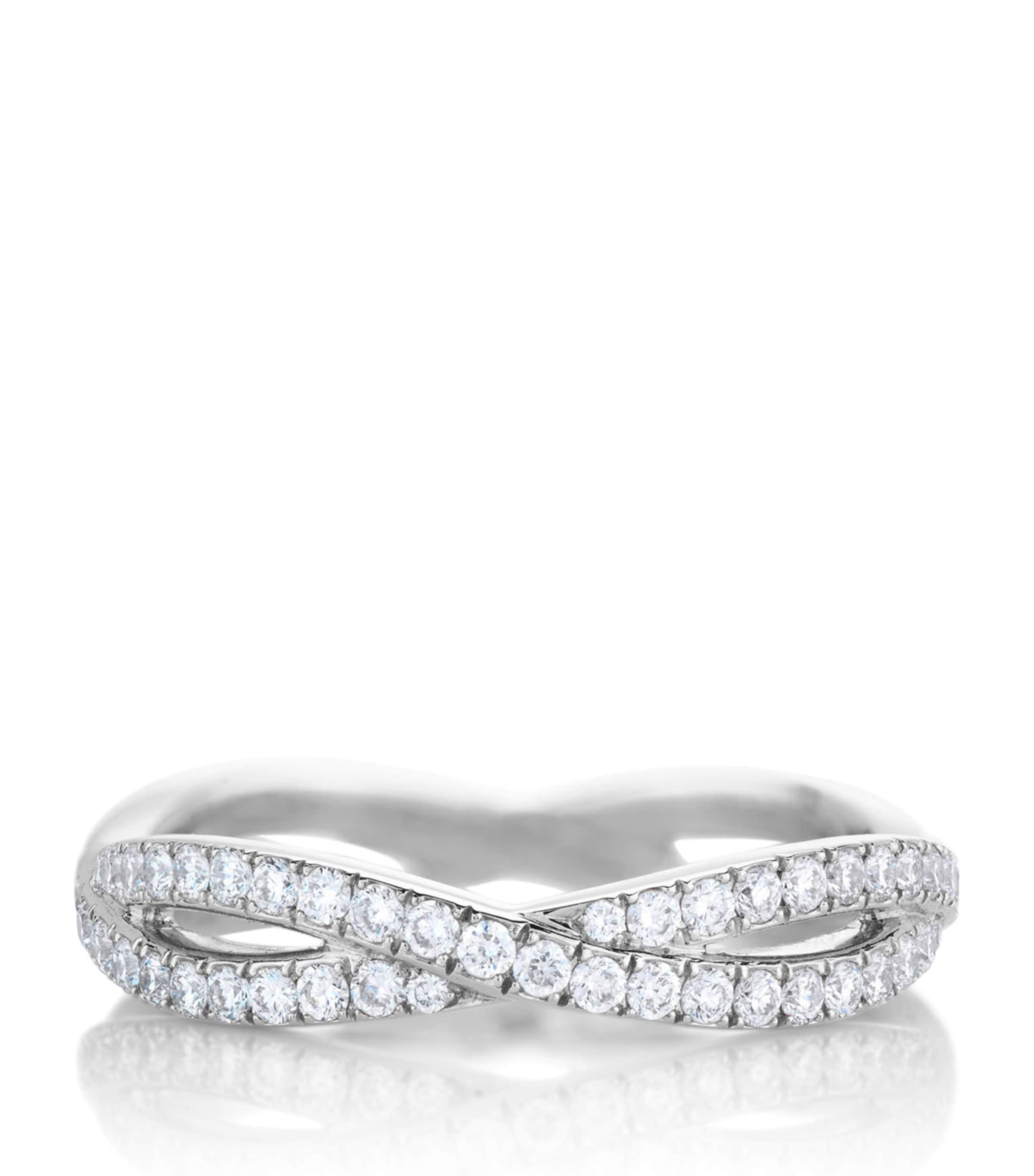 De Beers White Gold And Full Pavé Diamond Infinity Band In Silver