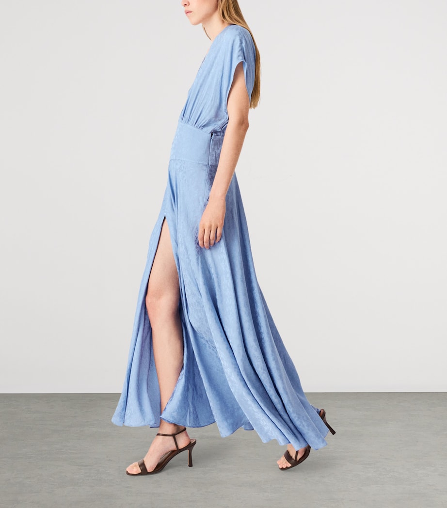 Maje Womens Satin Floral Midi Dress Light Blue Image 5