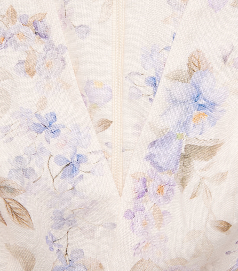 Zimmermann Womens Linen Floral Luna Mini Dress Blue Songbird Image 6
