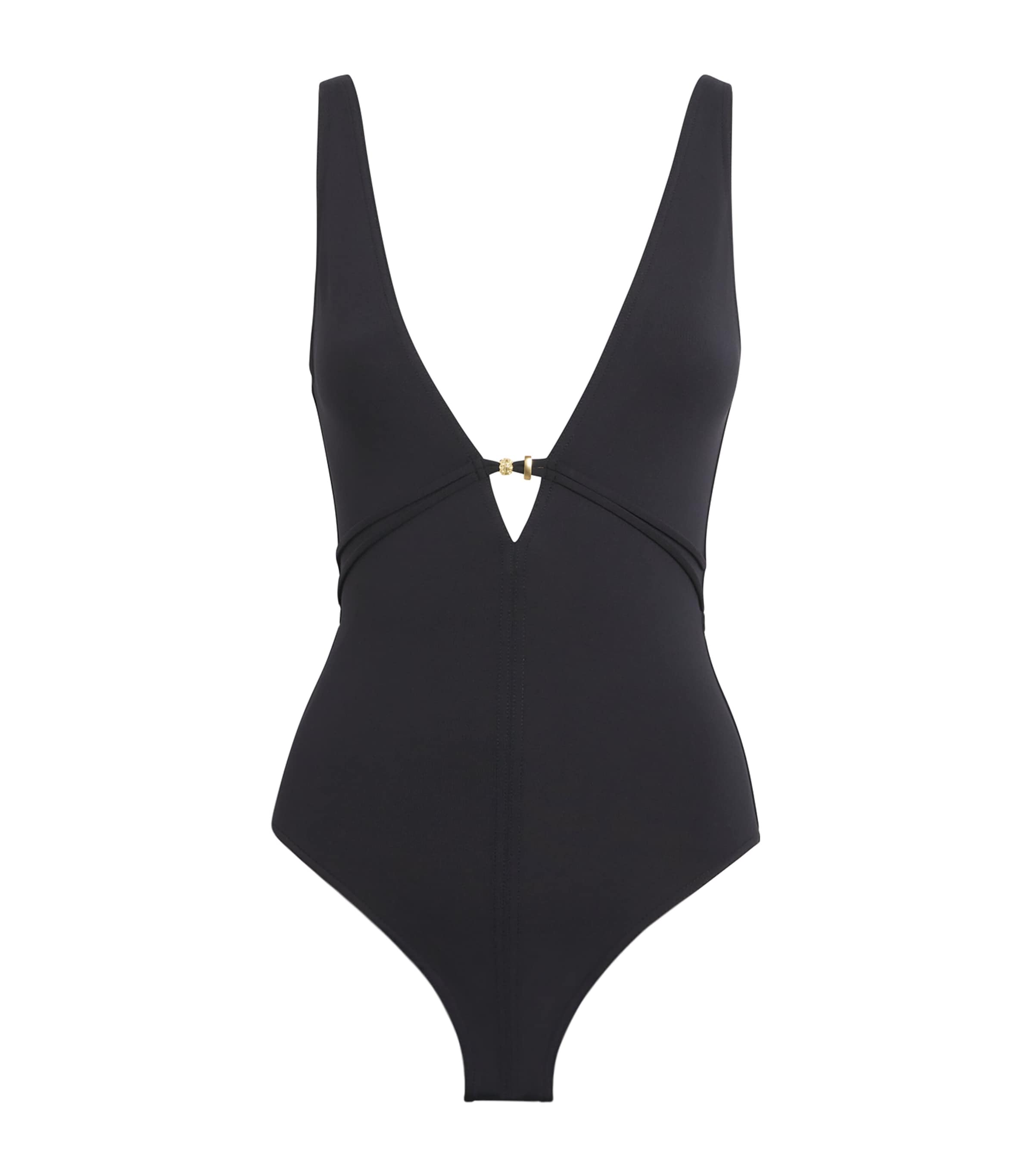 Eres Lagon Black Swimsuit With V Neck And Front Tie Closure In Tech Fabric Stretch Woman In Black