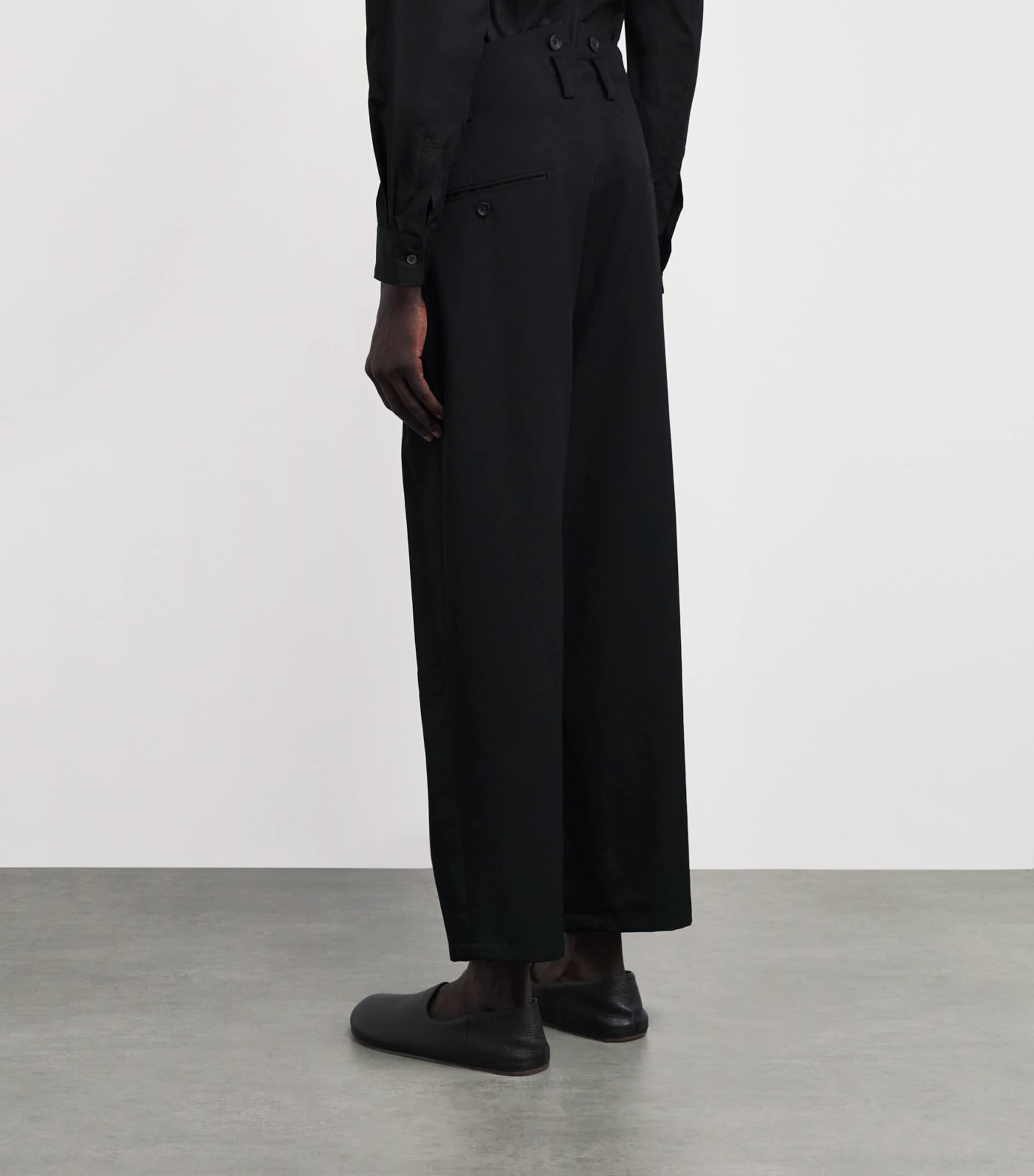 Yohji Yamamoto Mens Wool Suspender Trousers Black Image 5