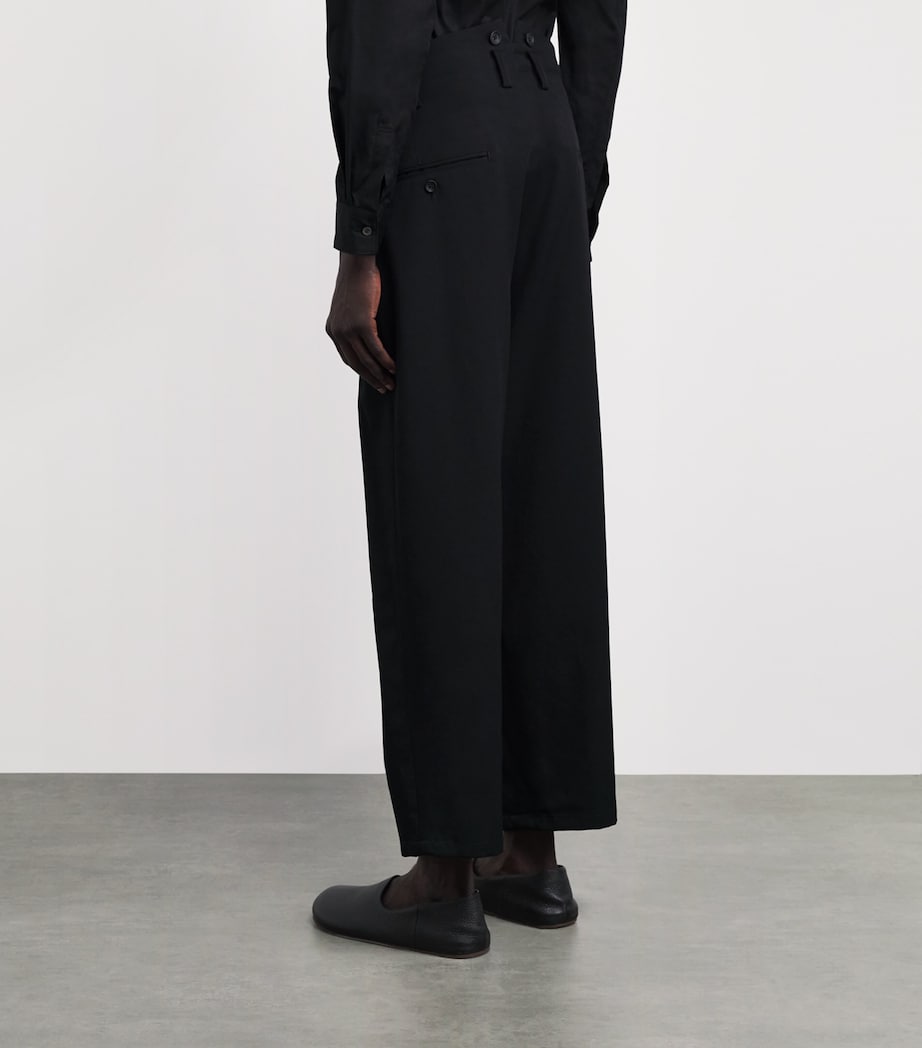 Yohji Yamamoto Mens Wool Suspender Trousers Black Image 5
