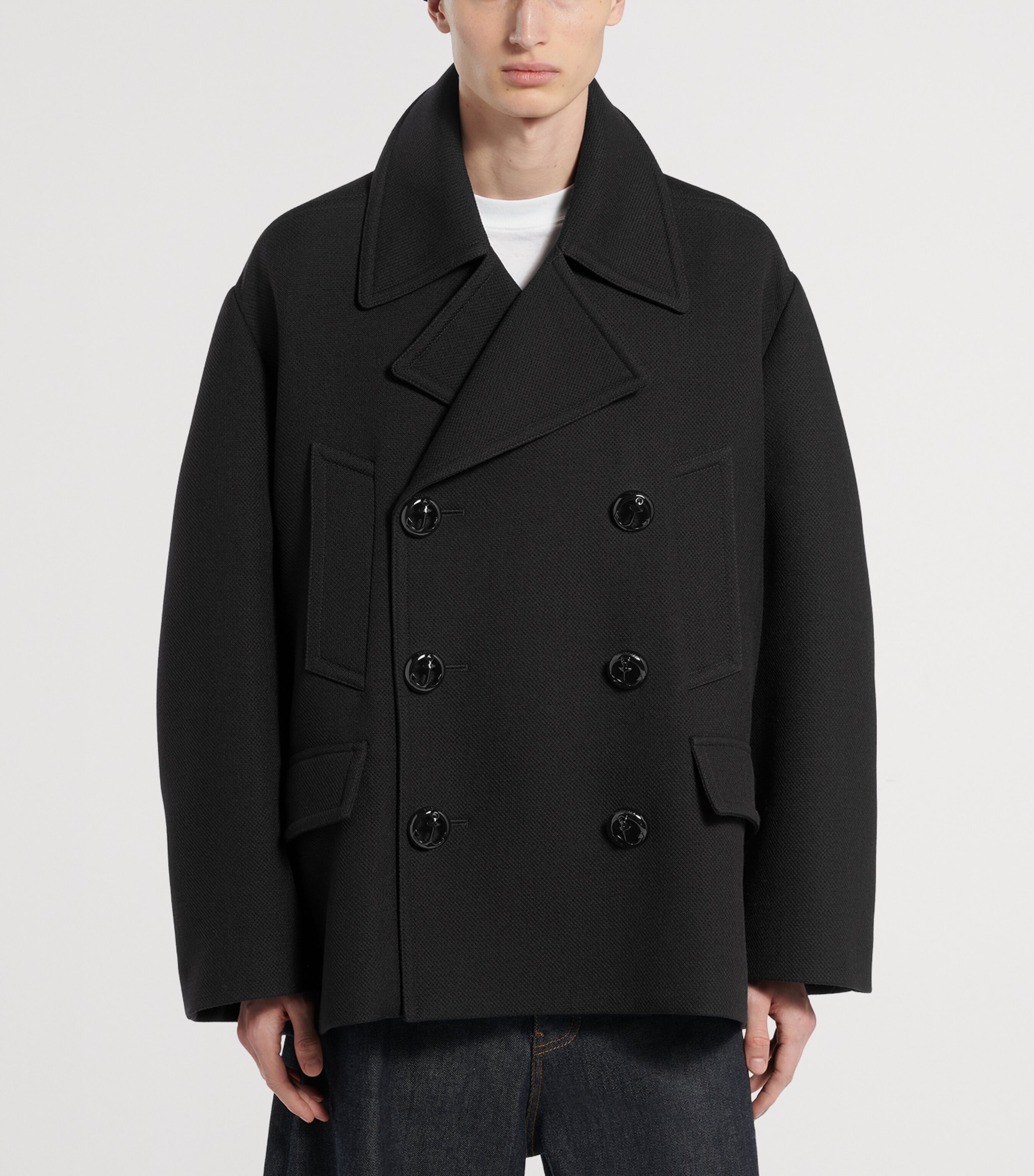 Balenciaga Mens Wool Double-Breasted Peacoat Image 5