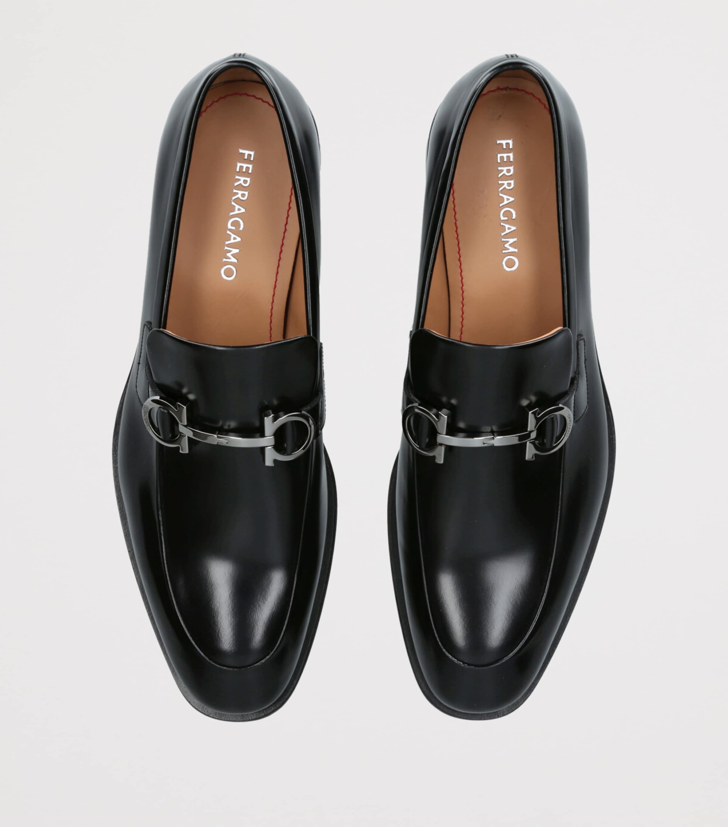 Salvatore Ferragamo Black Loafers with Smooth Leather and Decorative Hardware $950 SALVATORE FERRAGAMO - Patent Leather Braided Gancini  main image 3