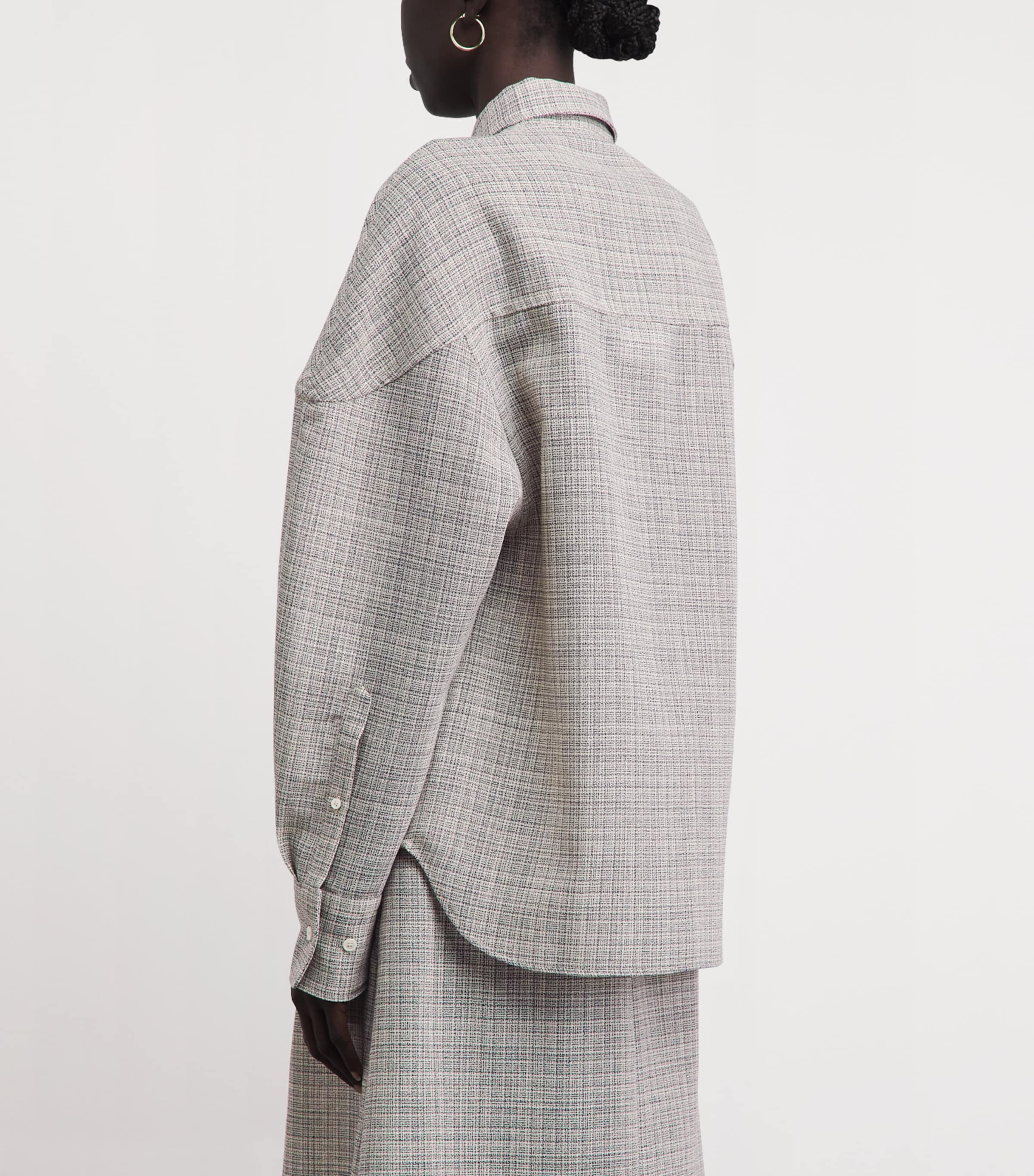 BITE Studios Womens Wool Shield Shirt Off White/navy Image 5