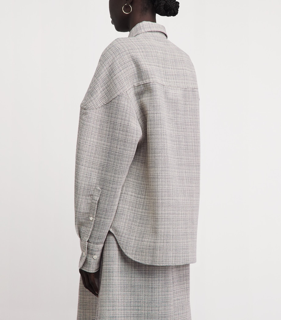 BITE Studios Womens Wool Shield Shirt Off White/navy Image 5