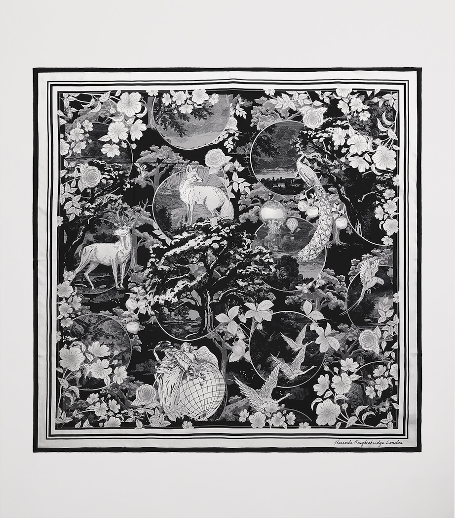 Silk Toile de Jouy Scarf BLACK Image 4