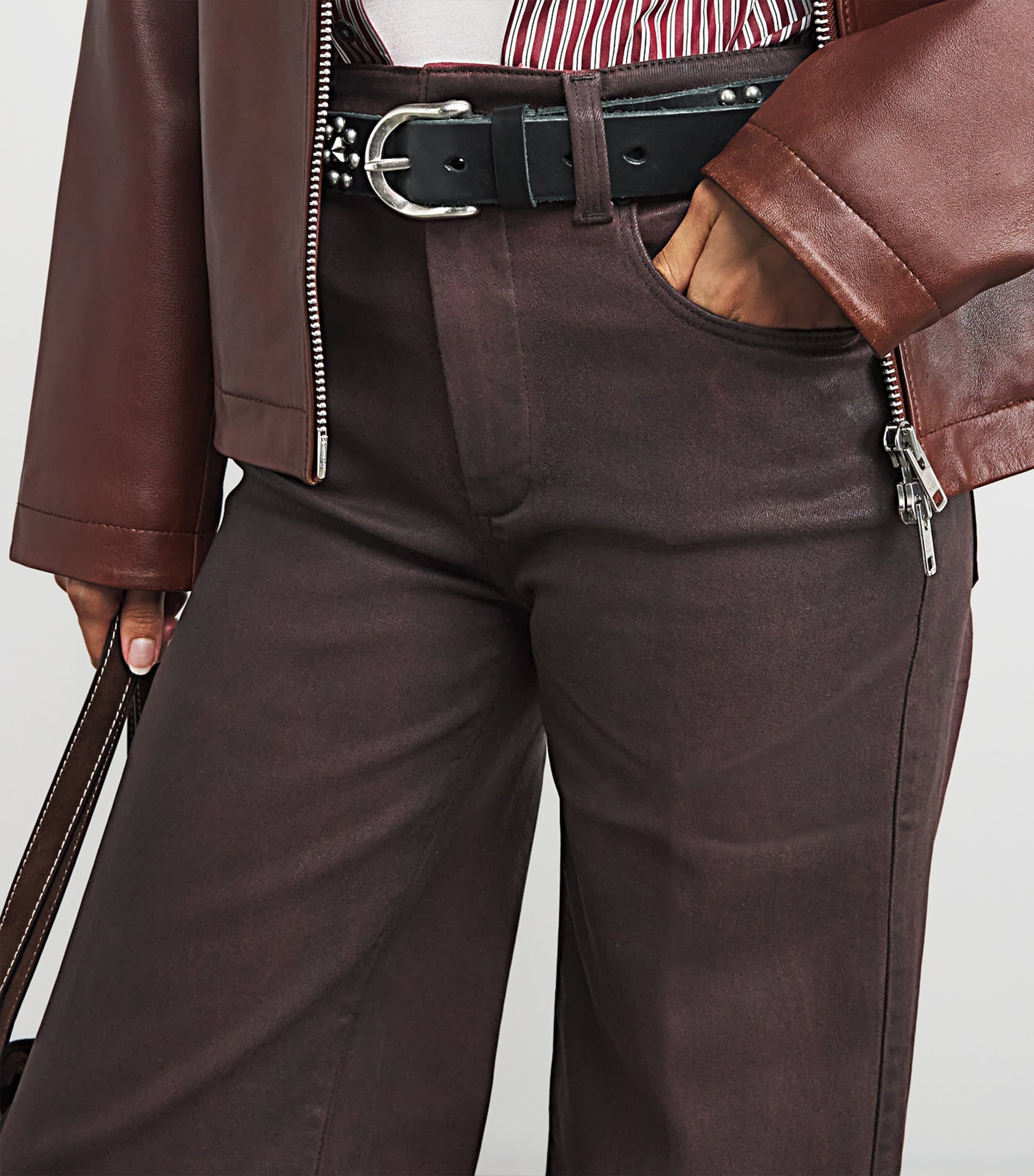 Coated Sasha Wide Jeans DRK OXBLD DIST COAT Image 6