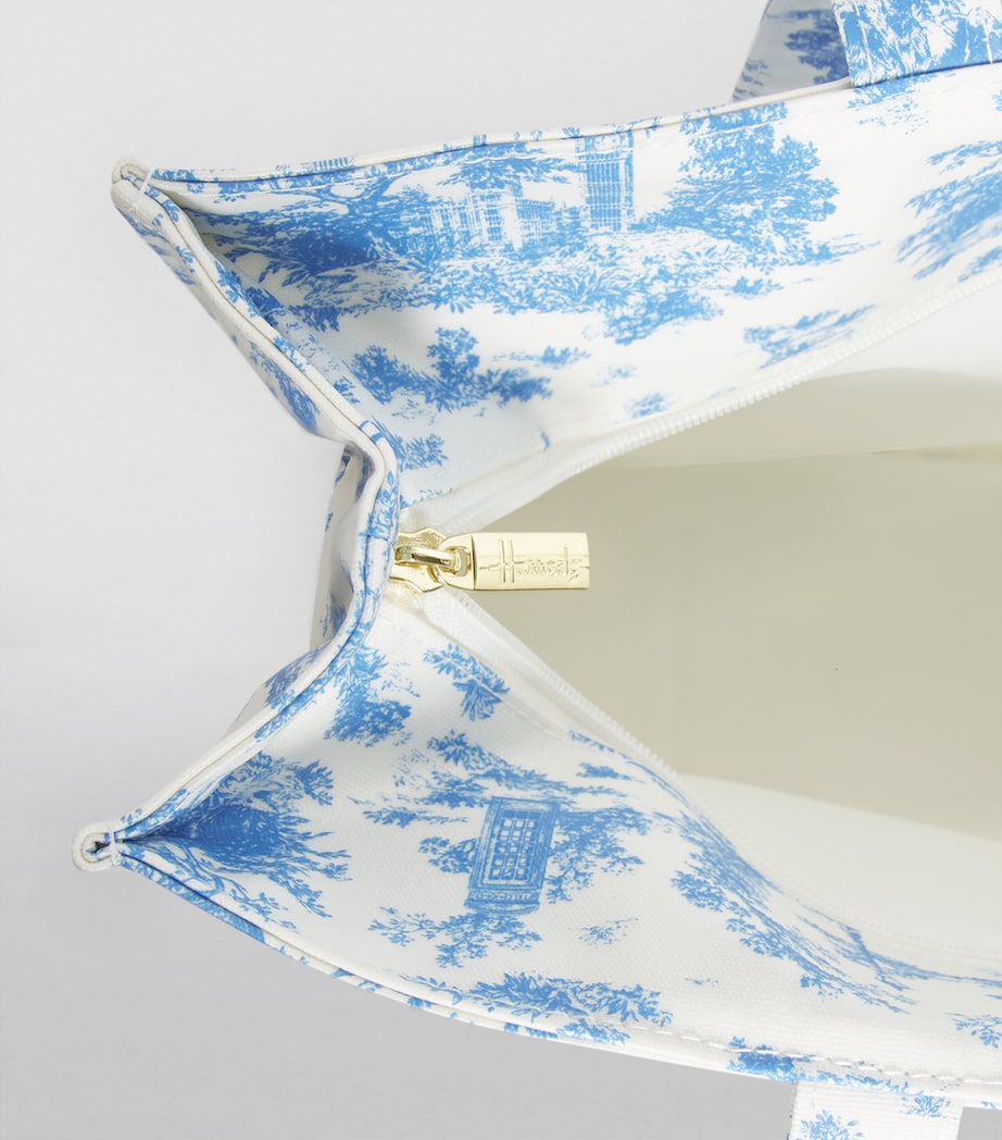 Harrods Toile Shoulder Tote Bag Blue Image 8