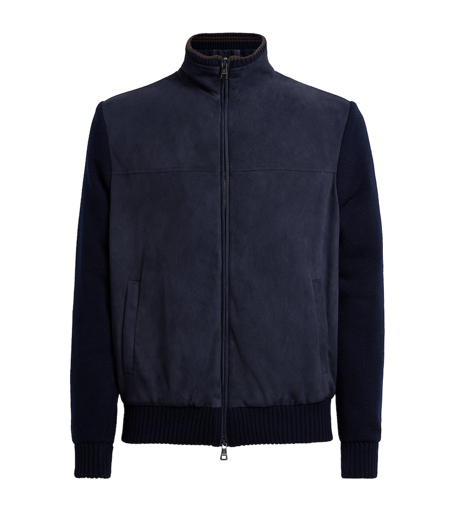 Fioroni Cashmere Mens Virgin Wool-Suede Hybrid Jacket Image 1