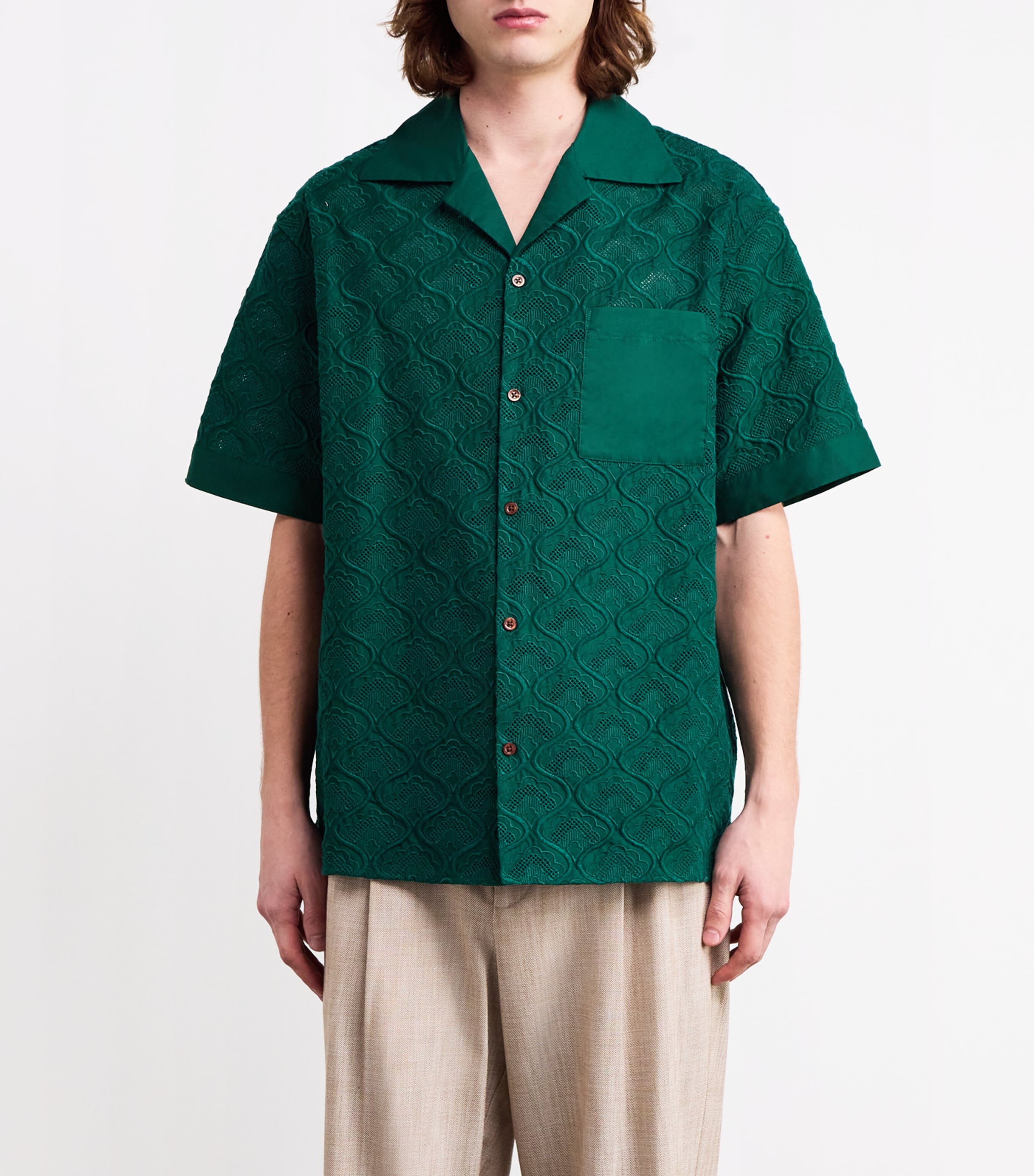 Tapestry Embroidered Shirt DARK GREEN Image 3