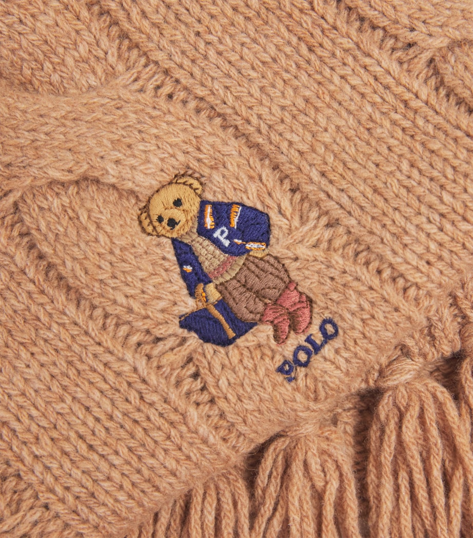 Polo Ralph Lauren Wool-Blend Cable-Knit Bear Scarf Classic Camel Image 4