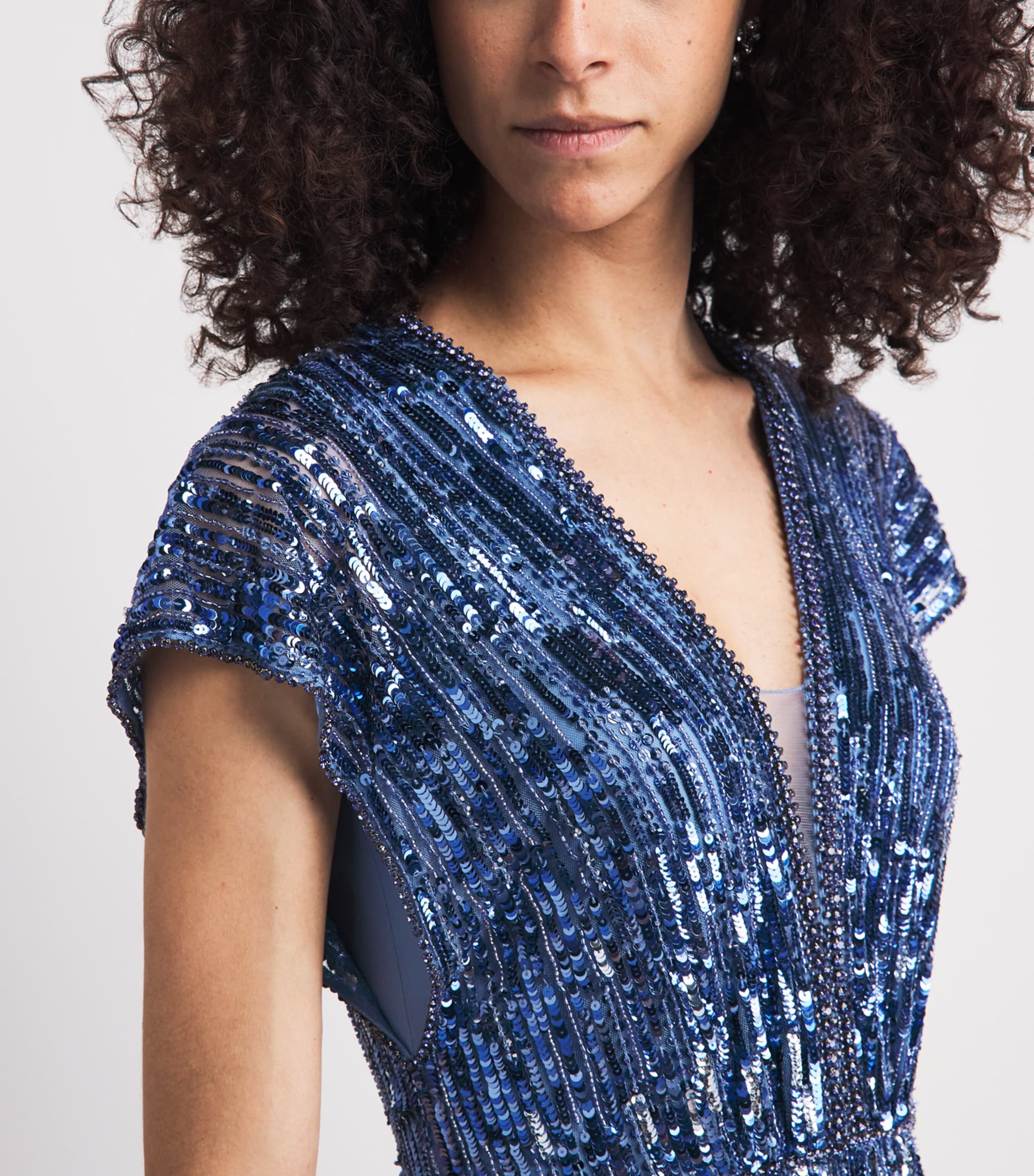 Jenny Packham Womens Sequinned Dusk Gown Denim Image 3