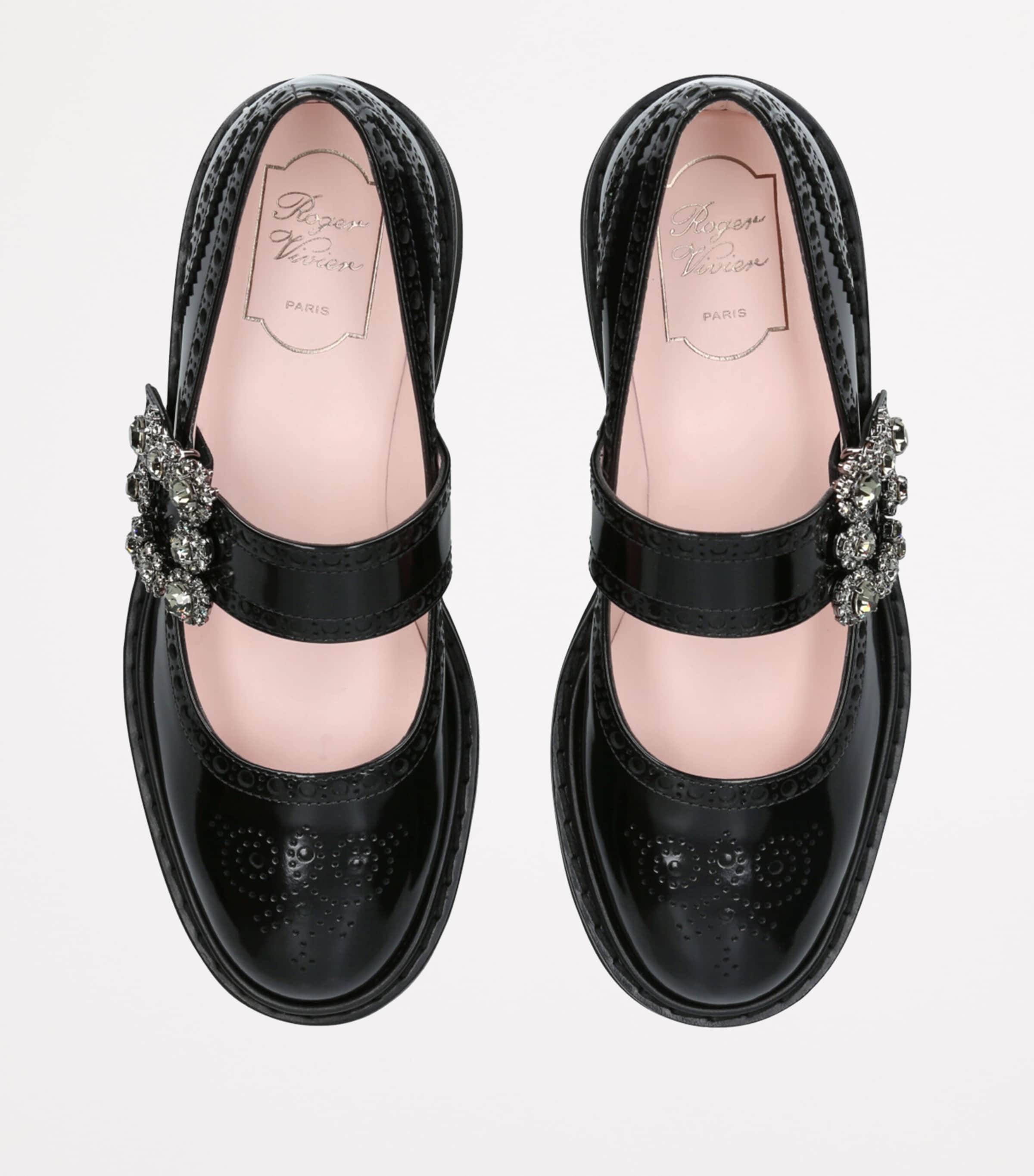 バレエシューズ Roger Vivier Roger Vivier Viv Rangers Flower Mary-Jane Viv' Rangers Mary Janes in leather White Woman