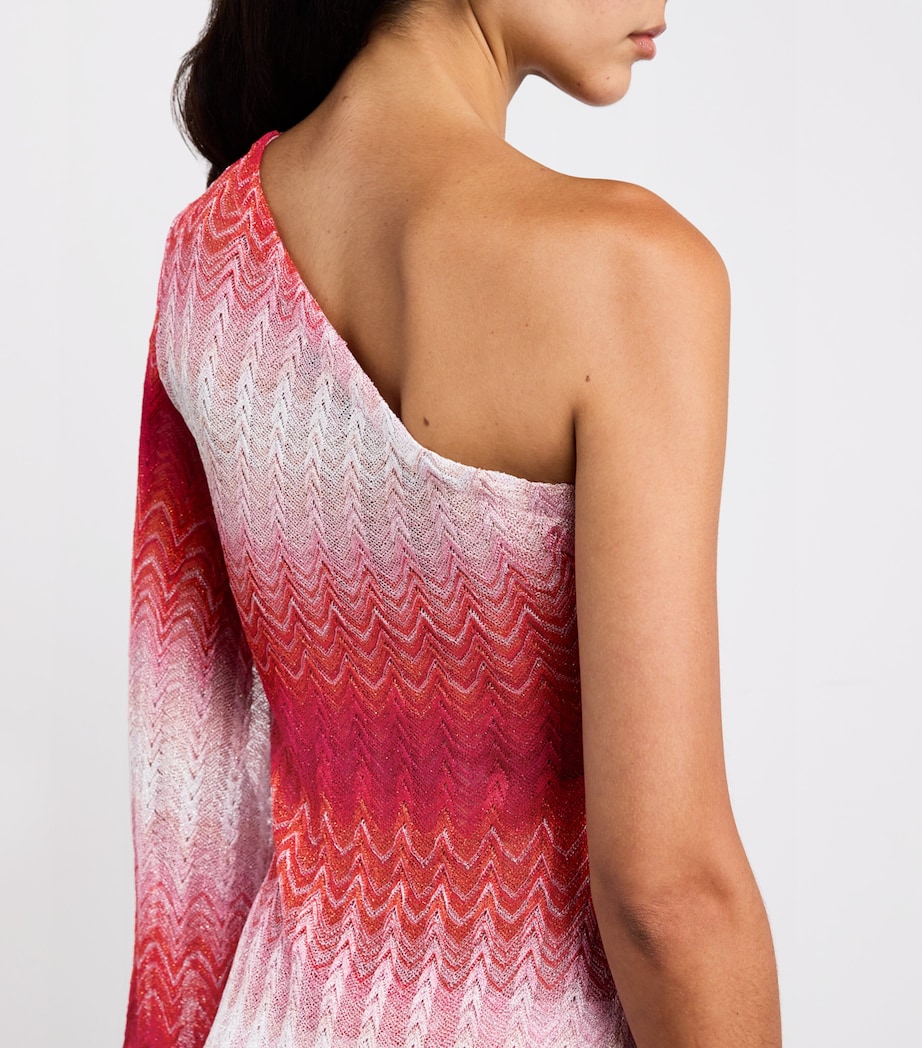 Ombré One-Shoulder Mini Dress S416Z MULTI RED Image 6