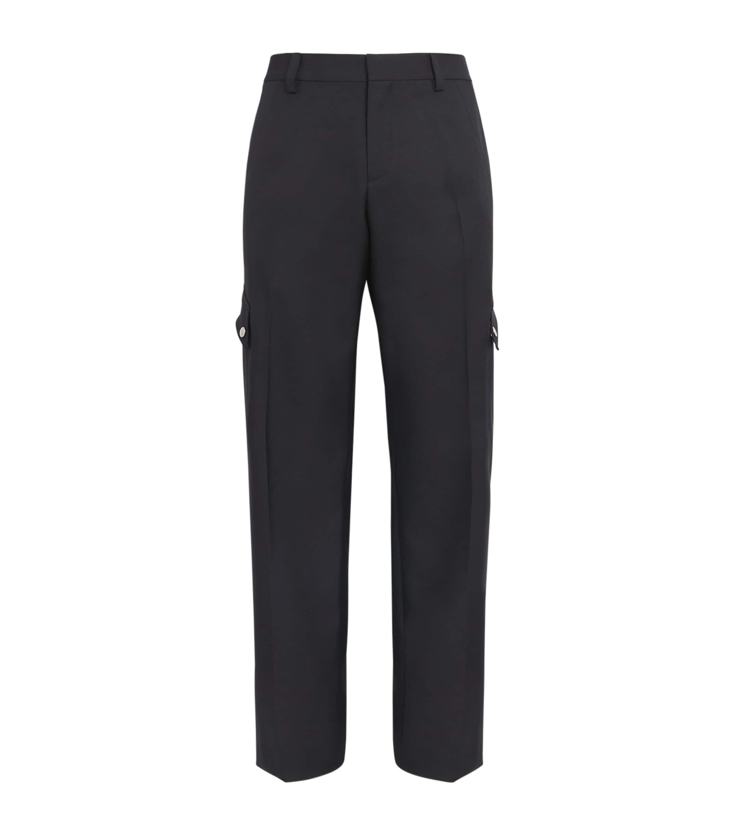 Cotton Irregular Drill Cargo Jeans BLACK Image 1