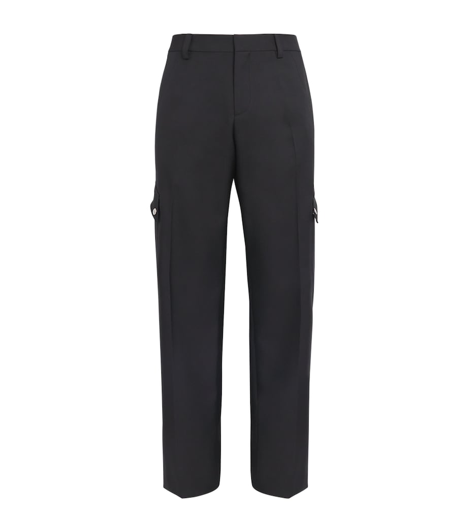 Cotton Irregular Drill Cargo Jeans BLACK Image 1