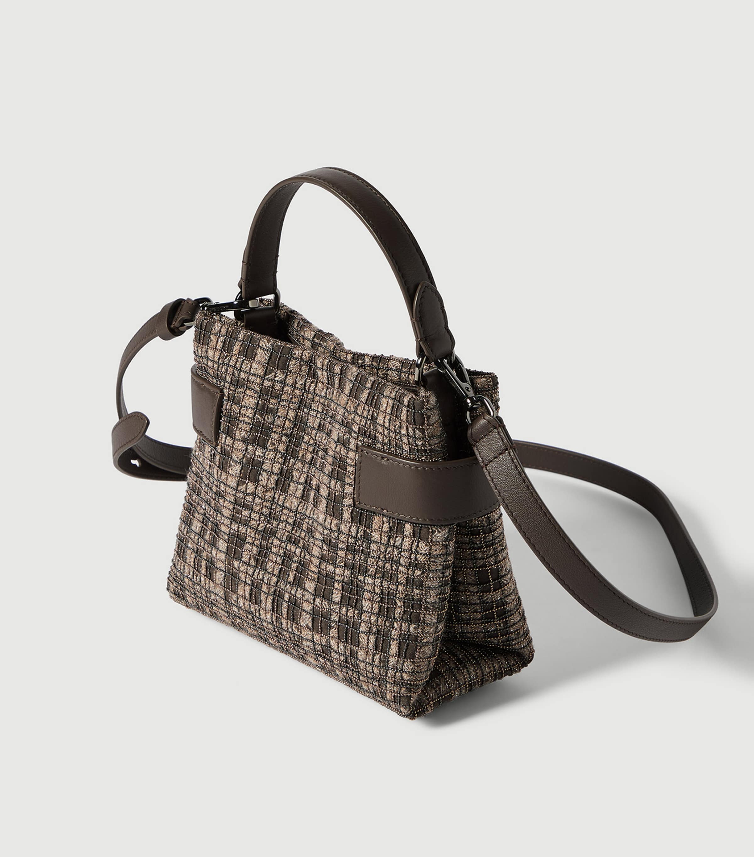 Brunello Cucinelli Small Tweed Essence Cross-Body Bag Image 6