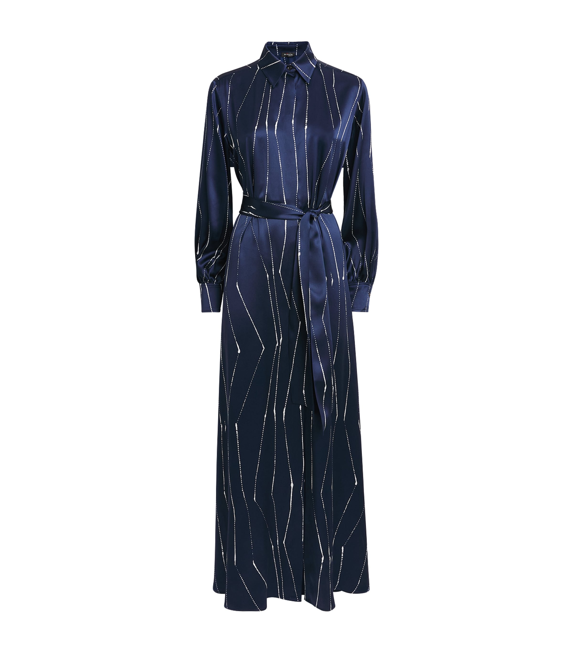 Kiton Womens Silk Stripe Maxi Shirt Dress Blue/white Image 1