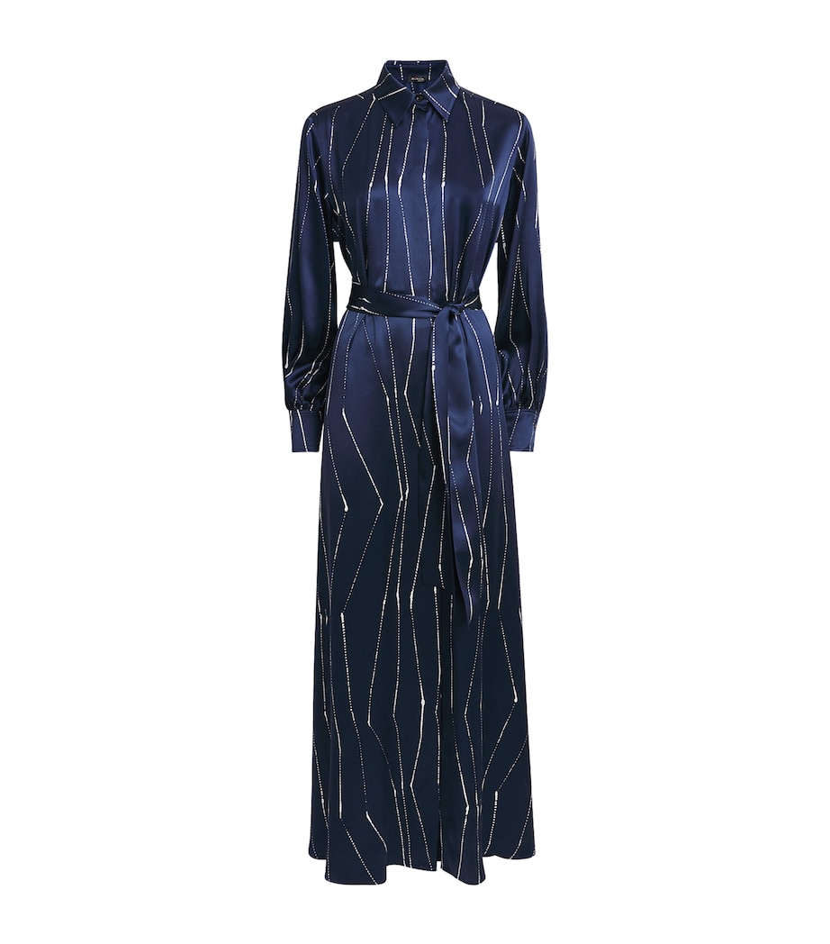 Kiton Womens Silk Stripe Maxi Shirt Dress Blue/white Image 1
