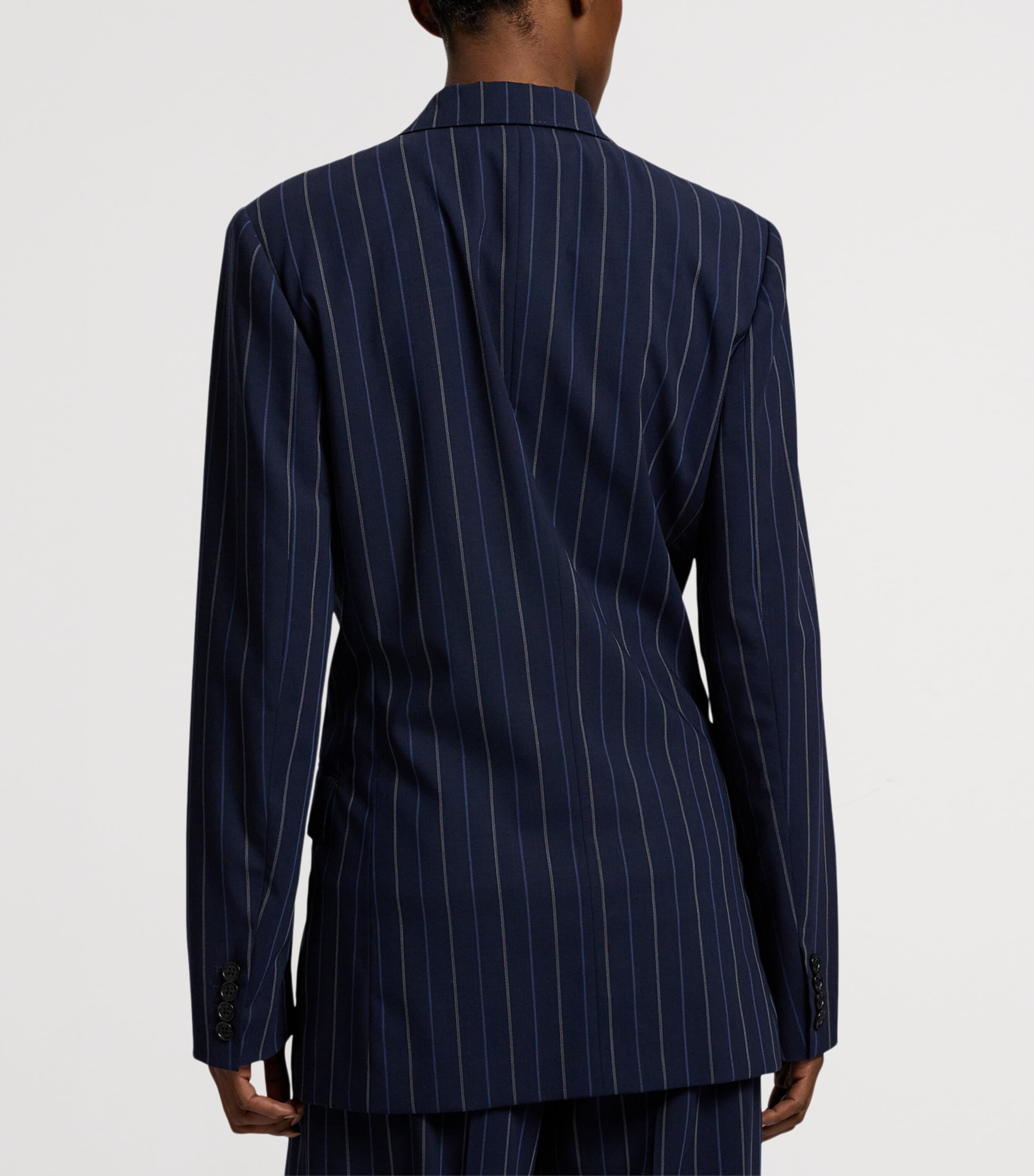 Wool Pinstripe Marcy Blazer NAVY-410 Image 9