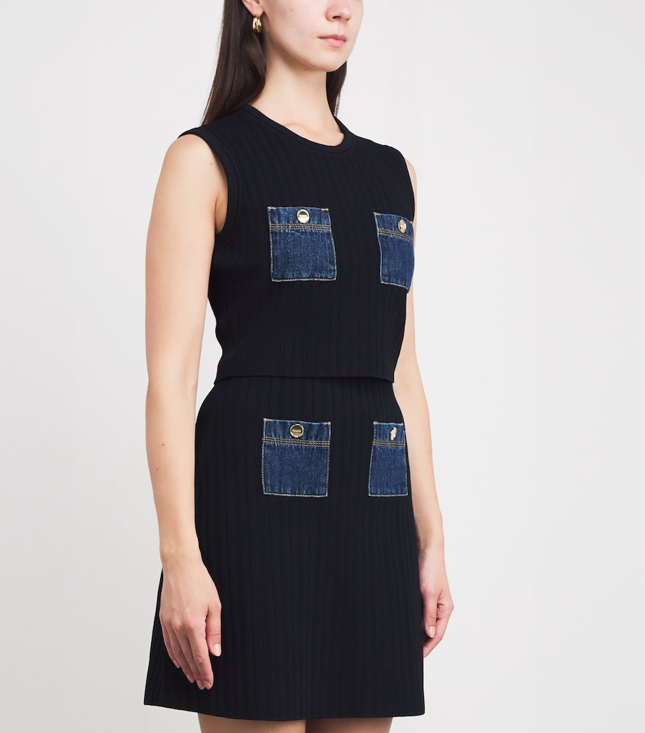 Knit Cropped Top NAVY BLUE Image 3