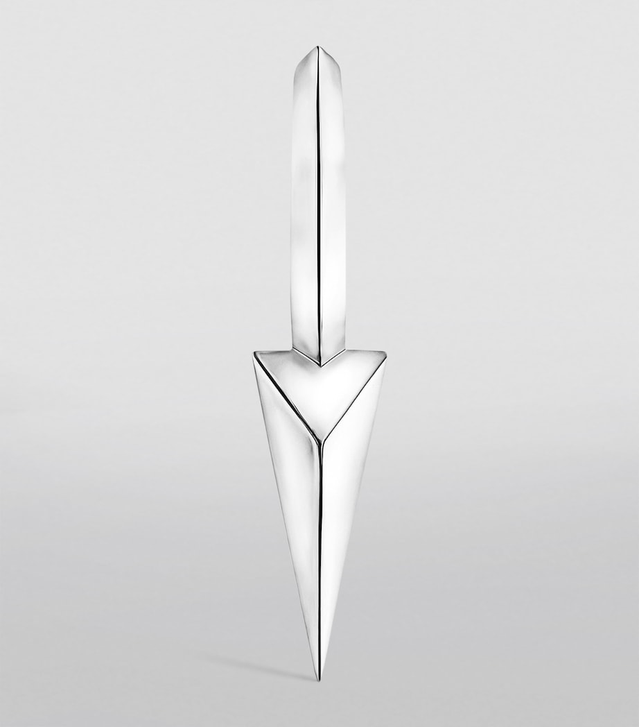 White Gold Faceted Single Long Spike Hoop Earring (8mm) WHITE GOLD Image 4