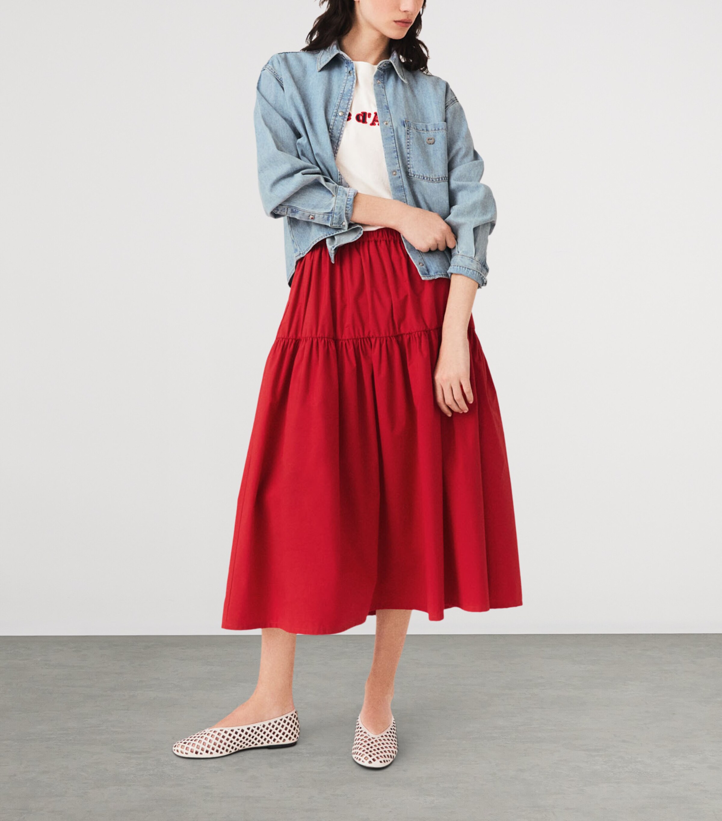 Maje Womens Gathered Maxi Skirt Red Image 6