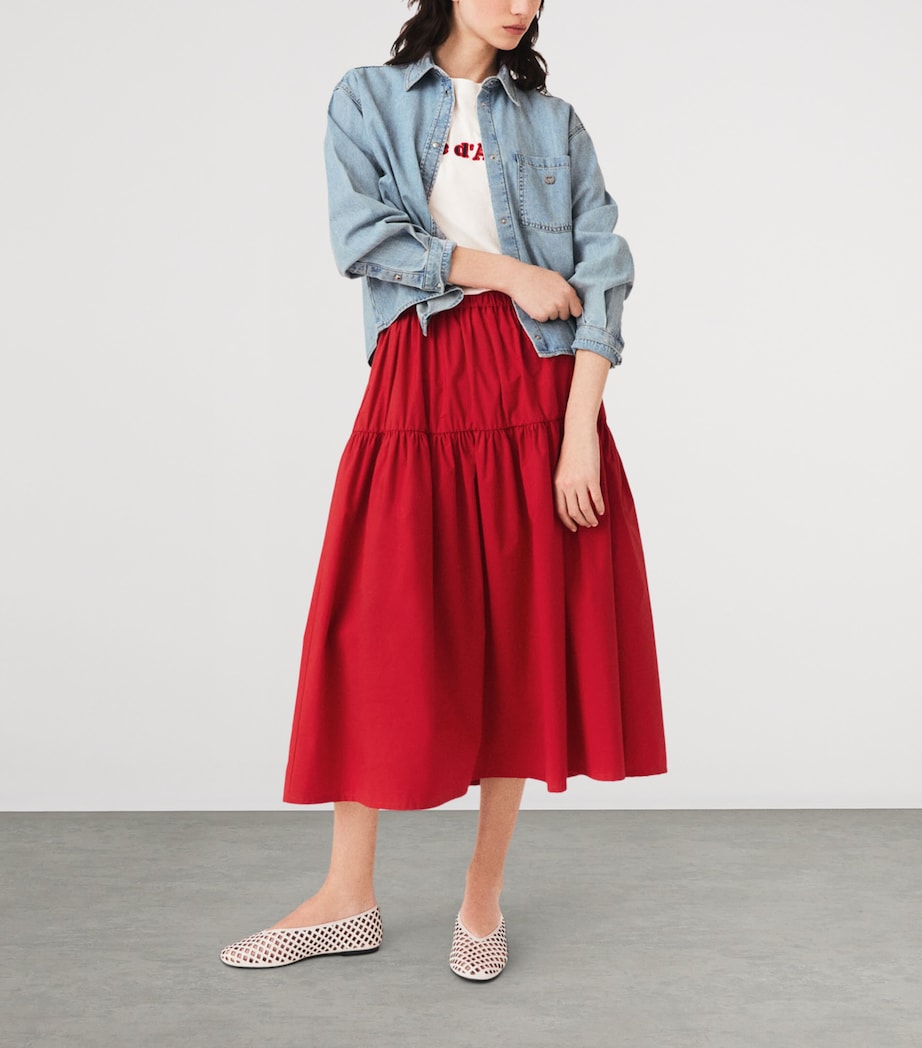 Maje Womens Gathered Maxi Skirt Red Image 6