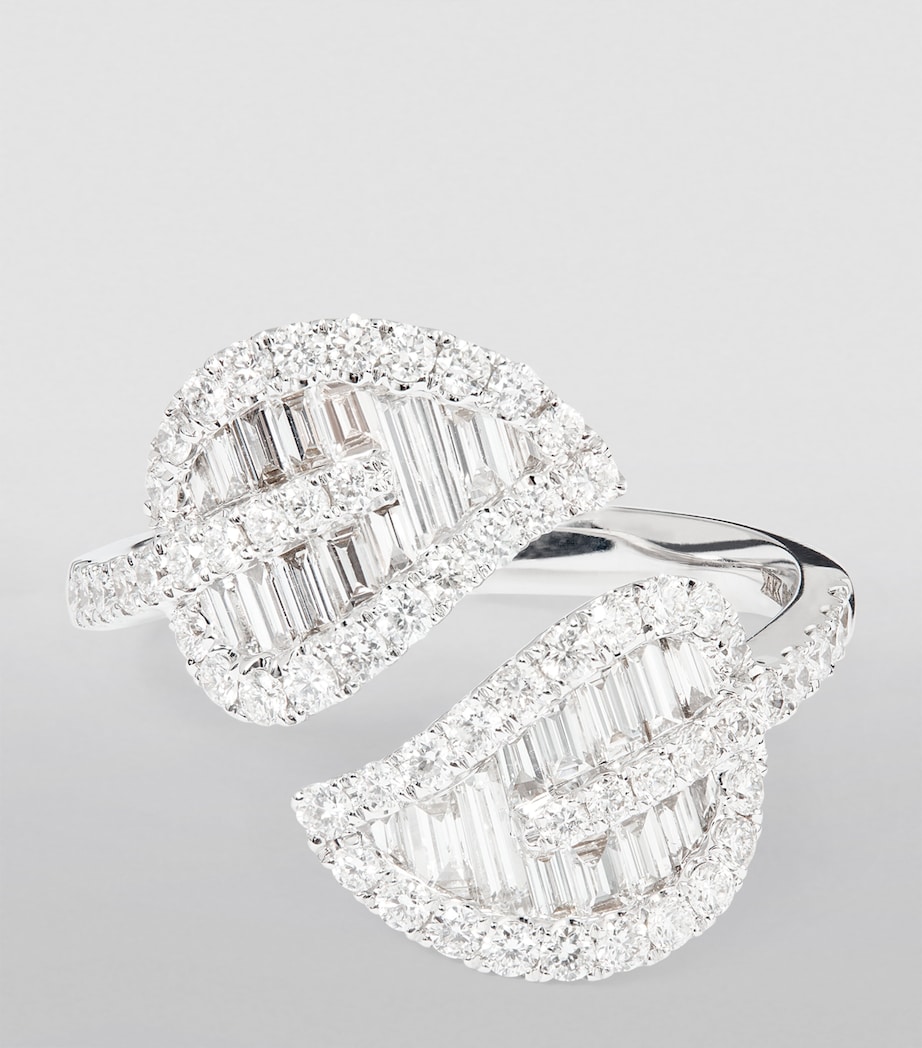 White Gold and Diamond Leaf Ring WHITE GOLD Image 3