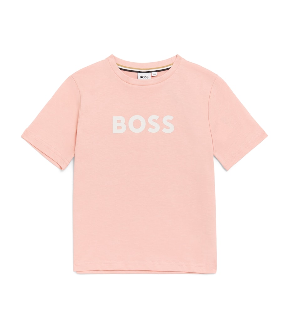 BOSS Kidswear Cotton Logo T-Shirt (4-16 Years) Washed Pink Image 1