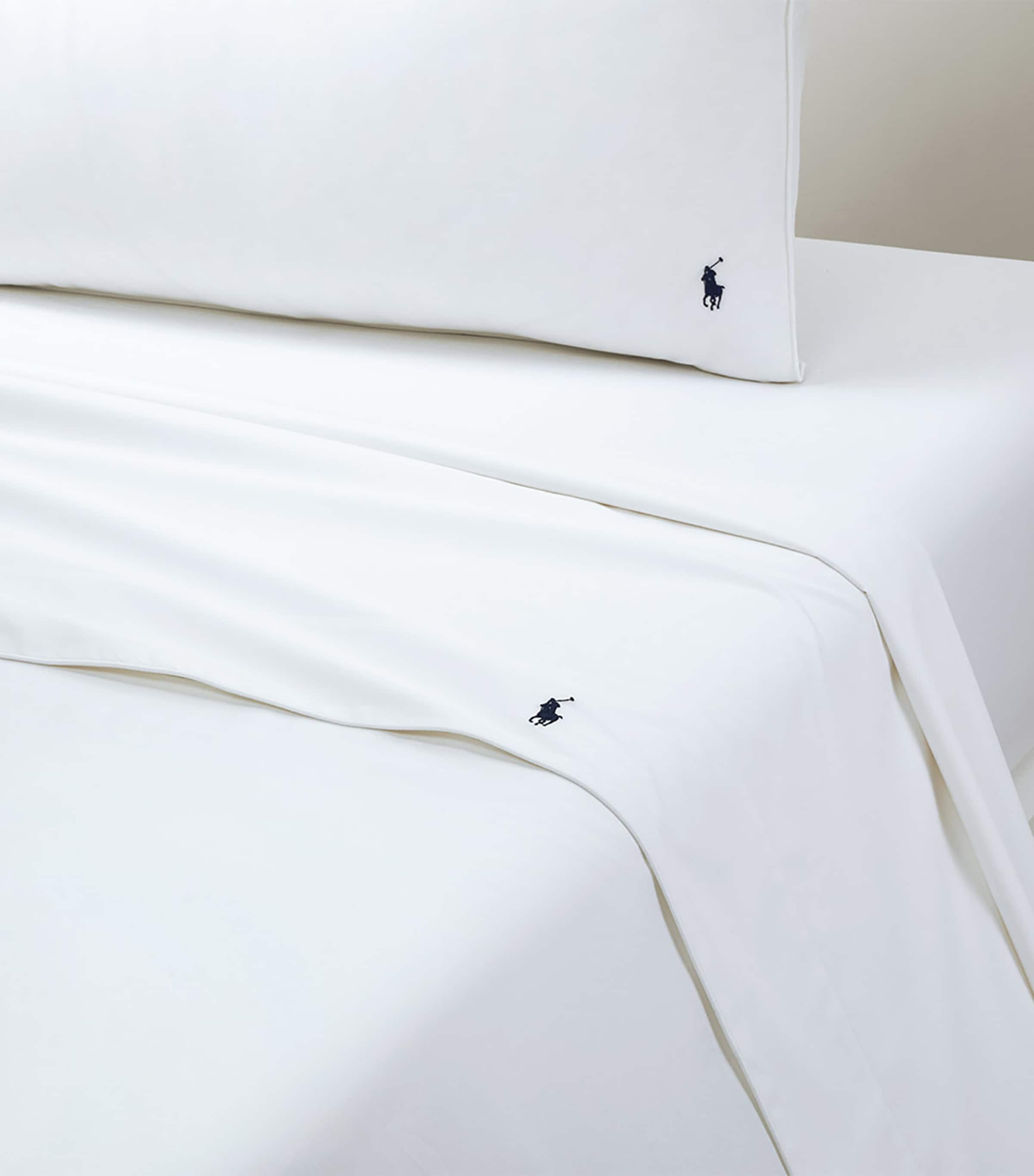 Ralph Lauren Home Polo Player Super King Flat Sheet (270cm  x 280cm) White Image 2