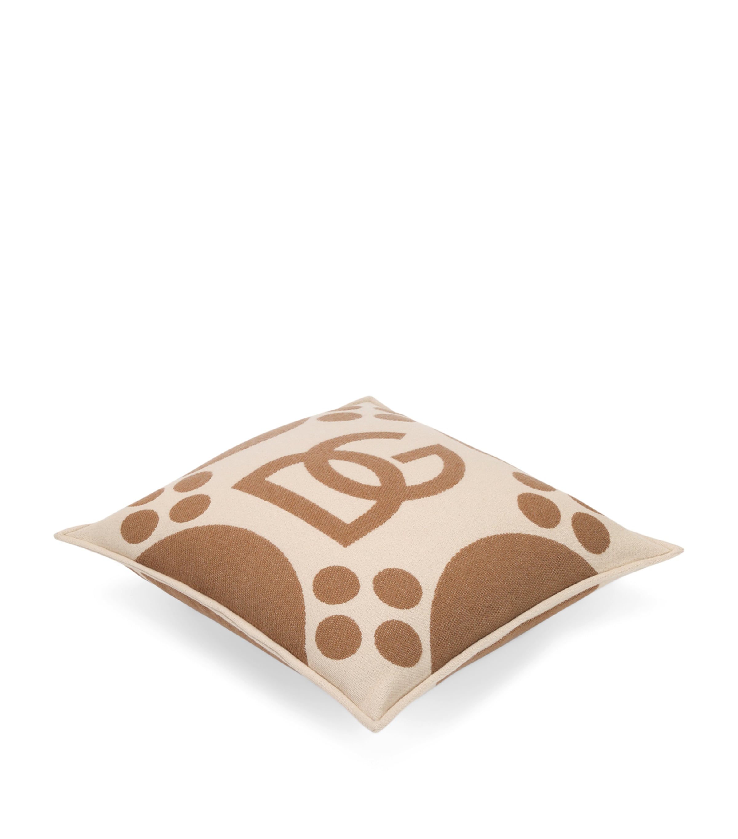 Wool-Silk-Cashmere Logo Cushion (50cm x 50cm) U0052-MARRONE Image 2