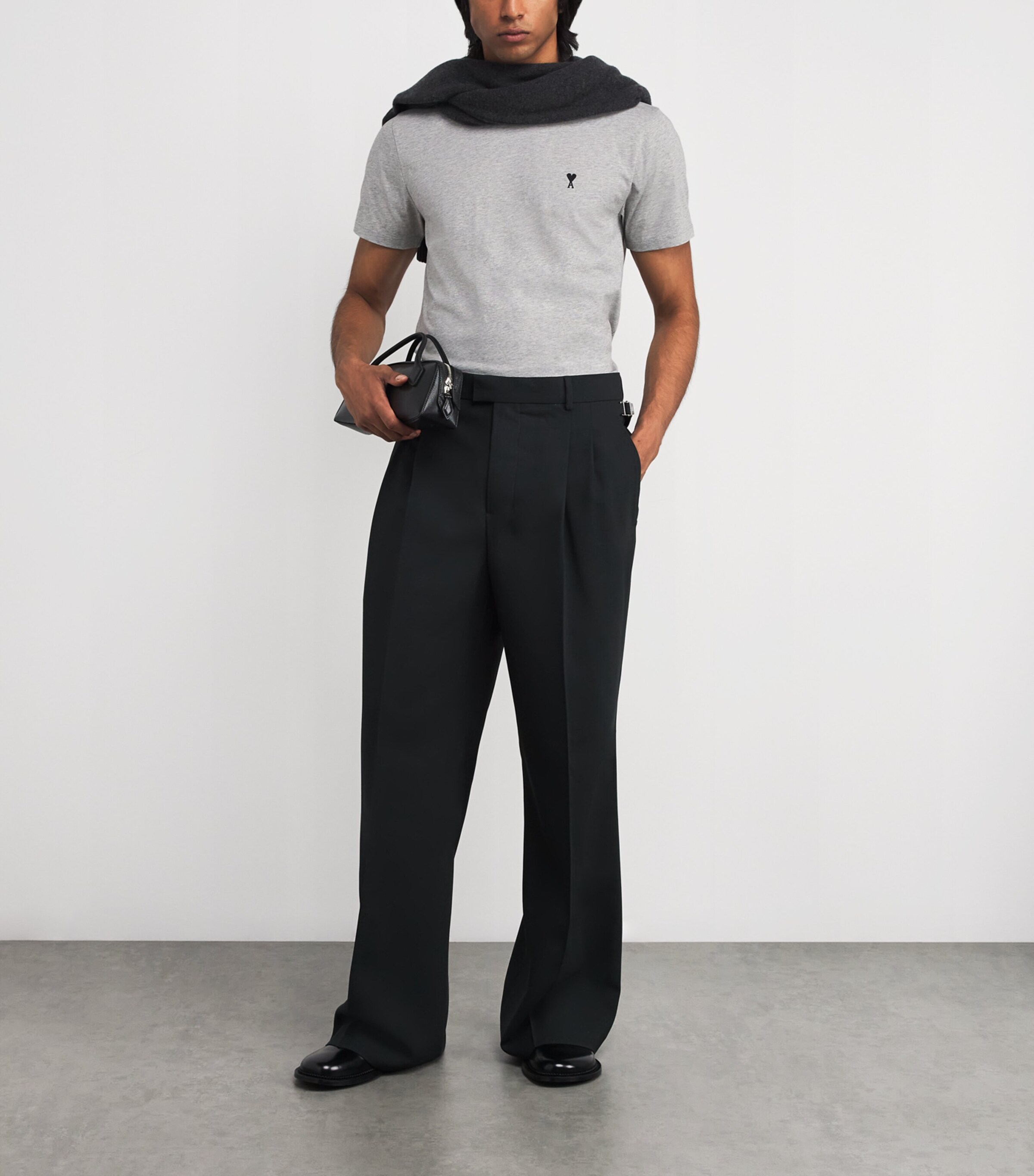 Cotton Embroidered Ami De Coeur T-Shirt 0951 - GRIS CENDRE CHINE Image 2