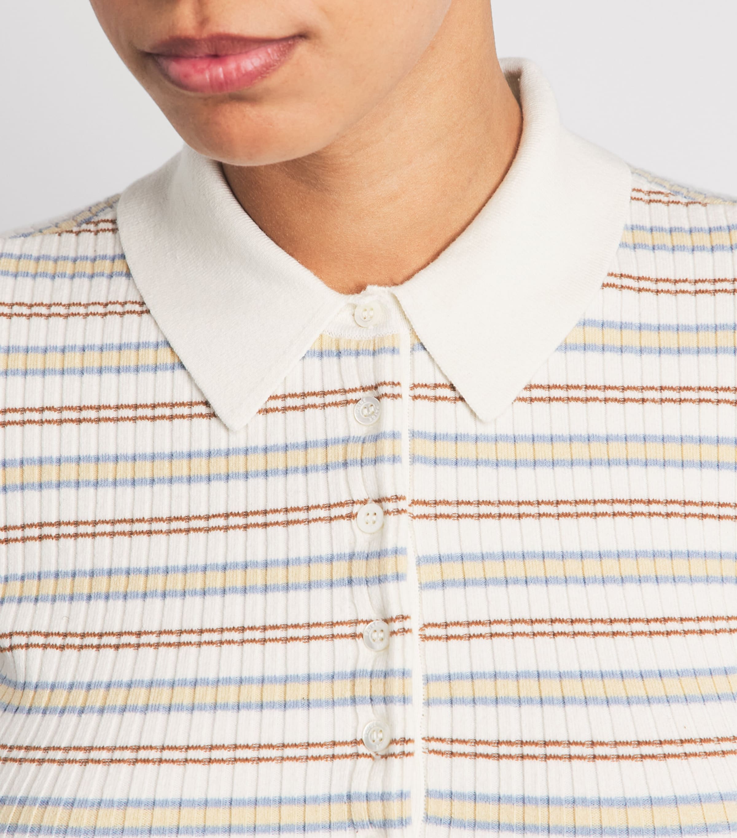 PAIGE Womens Stripe Summit Polo Shirt White Multi Image 3
