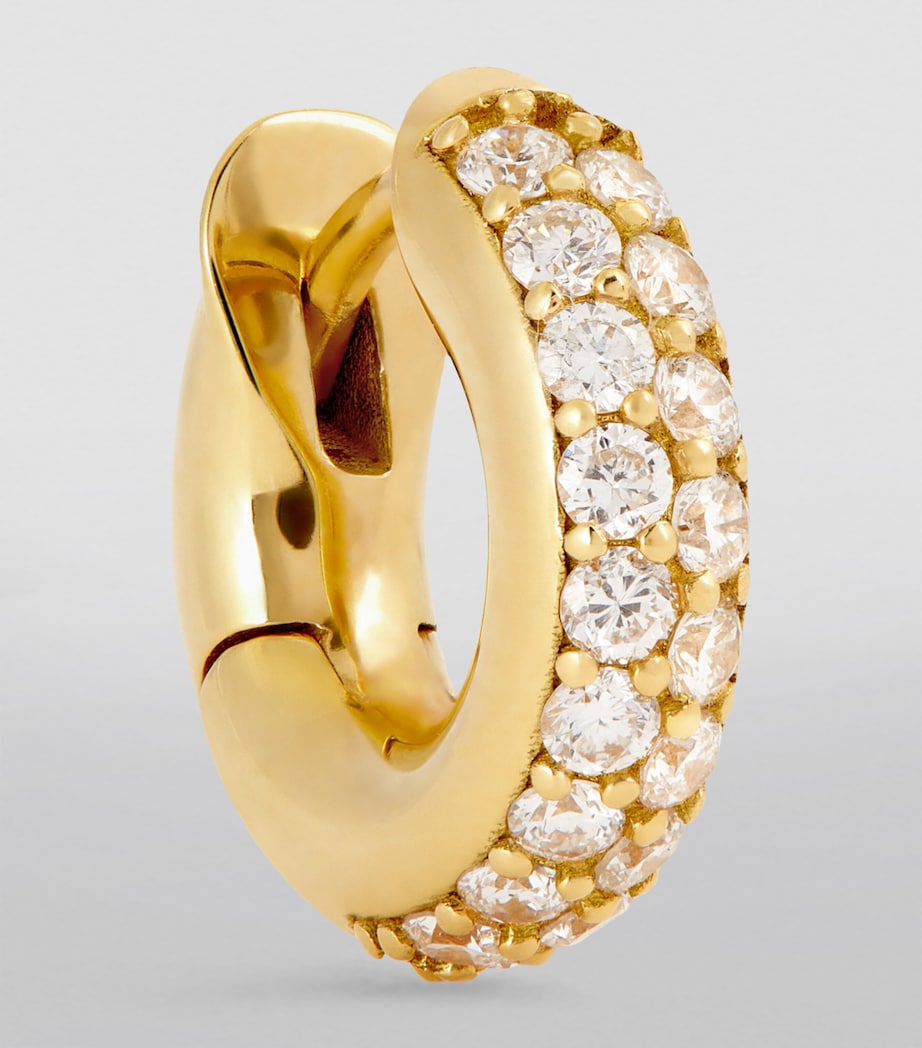 Spinelli Kilcollin Yellow Gold and Pavé White Diamond Mini Single Hoop Earring Yellow Gold Image 2