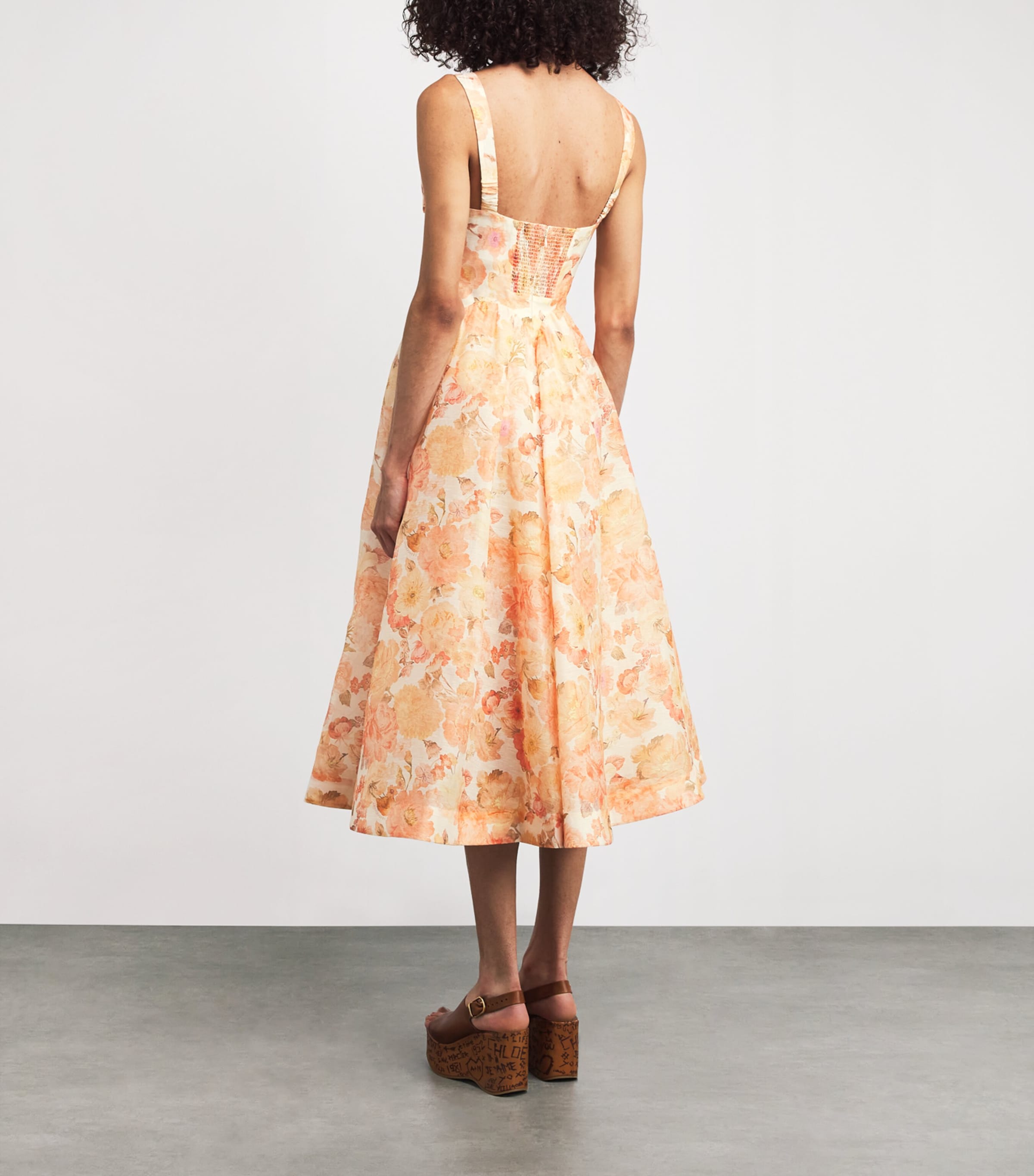 Linen-Silk Corset Rebellion Midi Dress GLBLM GOLDEN BLOOM Image 3