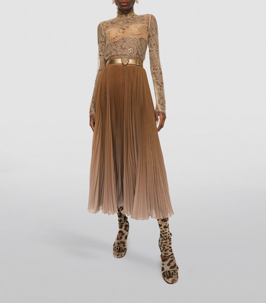 Dolce&Gabbana Womens Lace DG Logo Top Sand Image 2