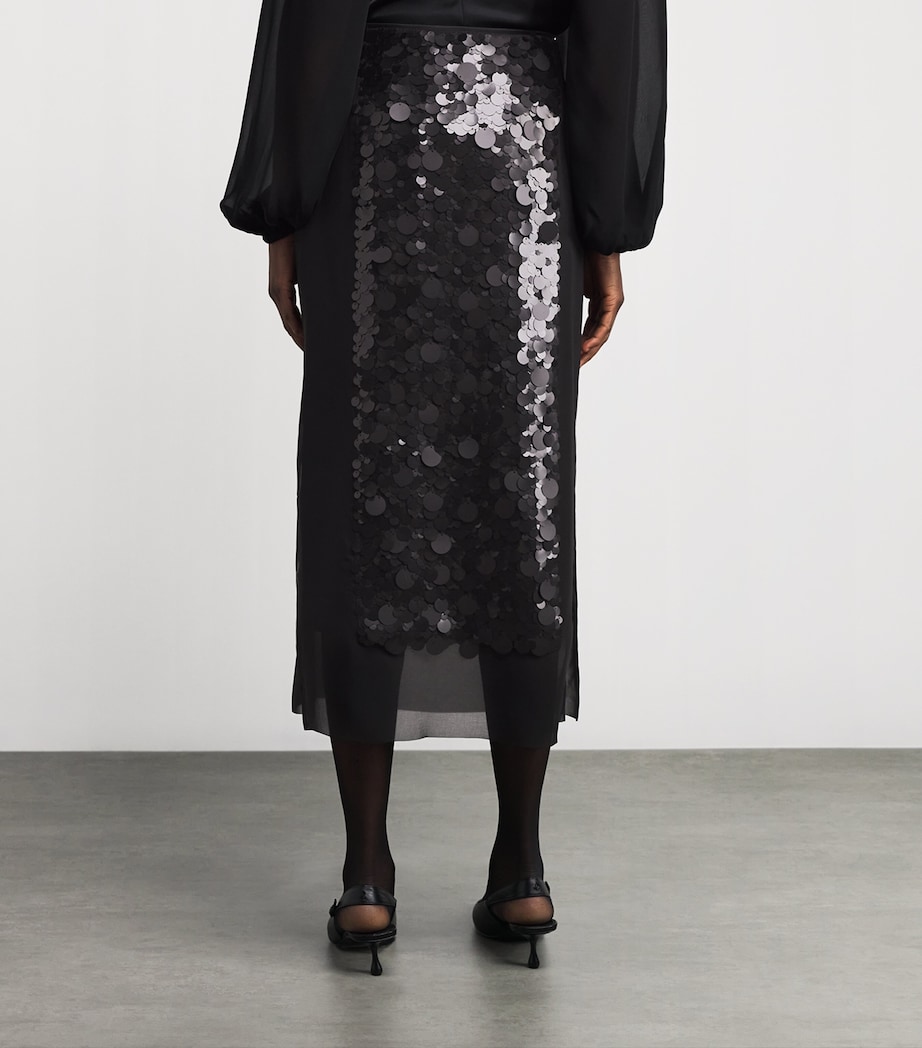 Chiffon Embellished Cambo Midi Skirt BLACK Image 4