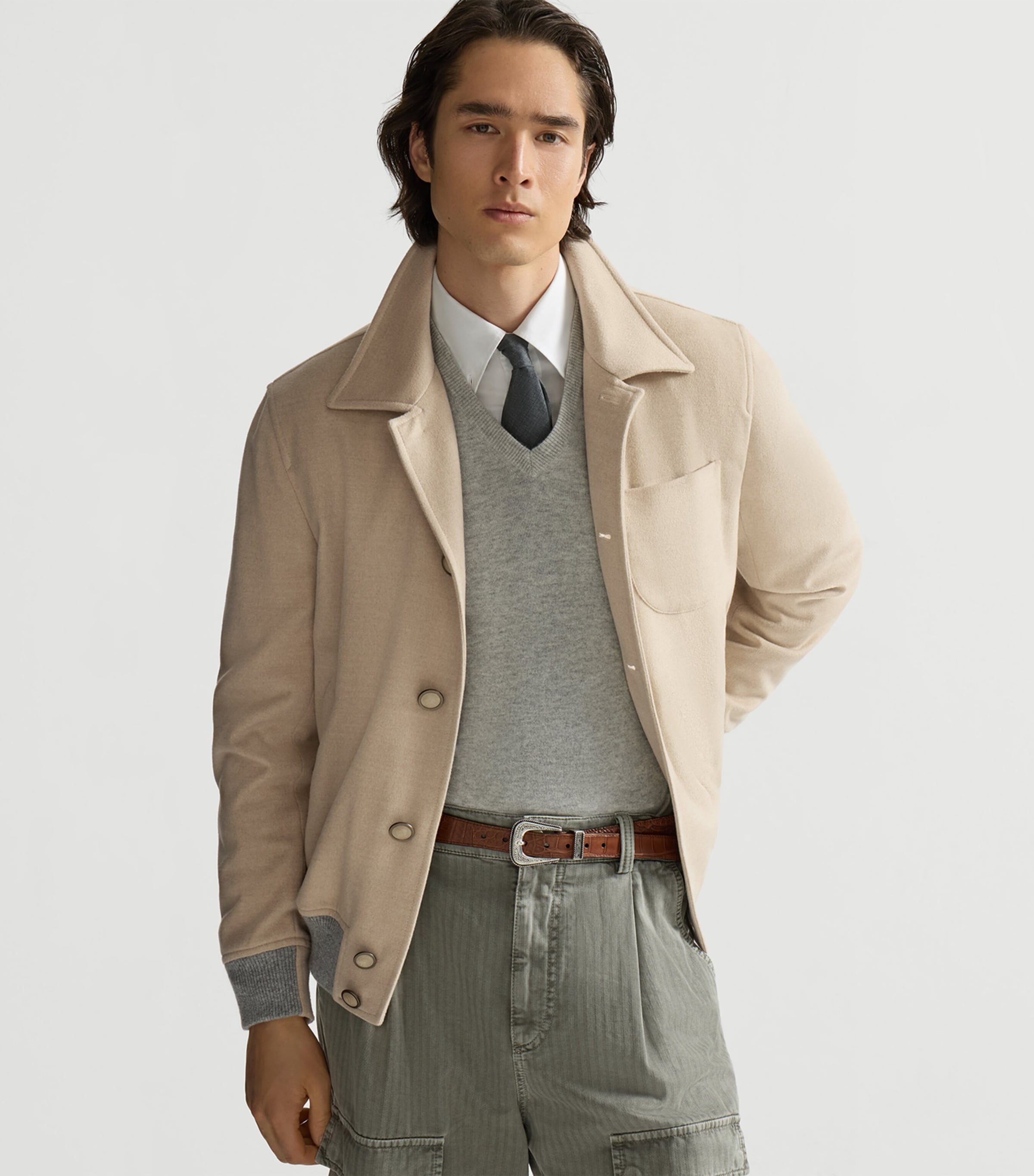 Brunello Cucinelli Mens Virgin Wool Shacket Image 4