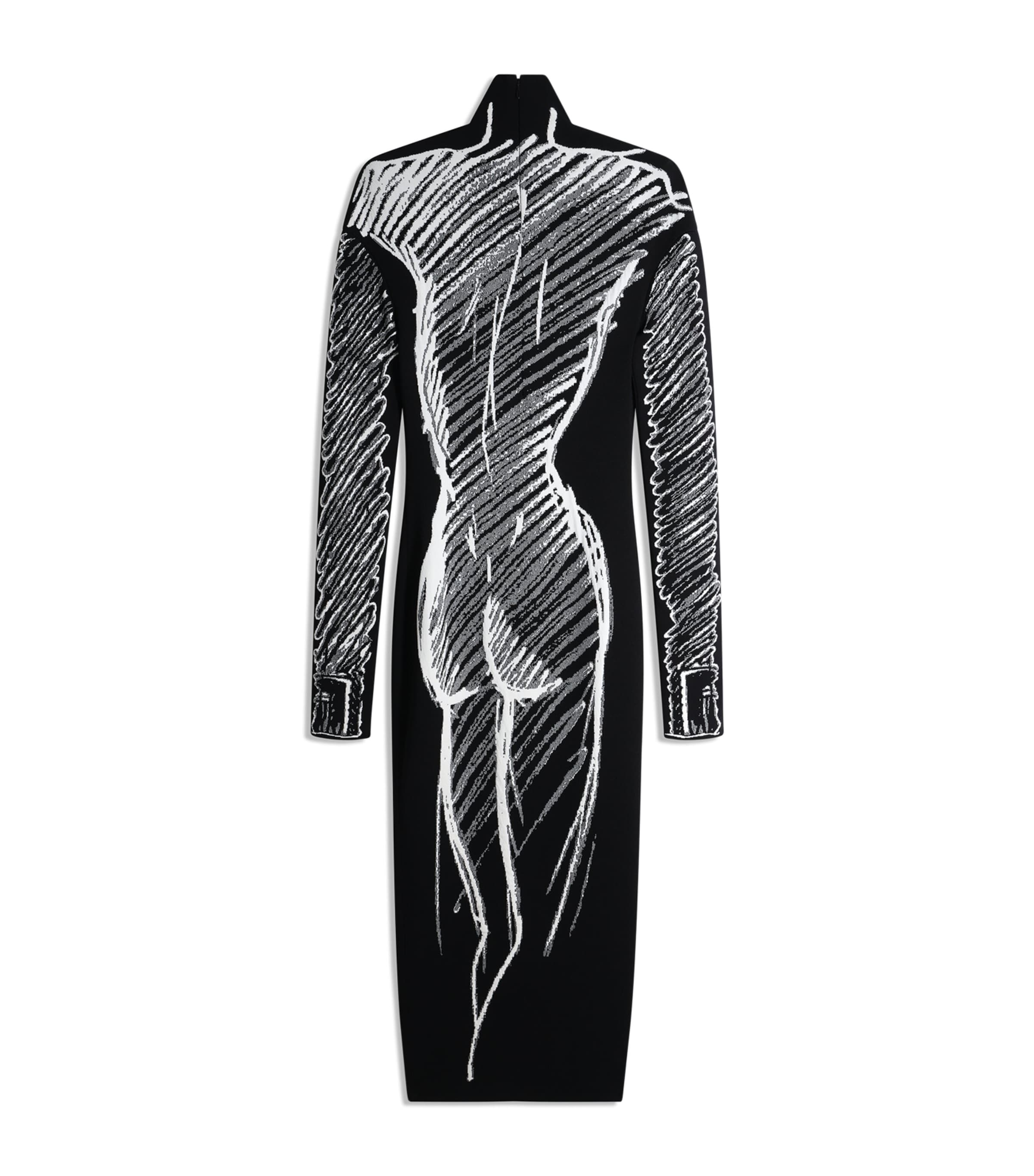 Schiaparelli Womens Knitted Trompe-l'Oeil Midi Dress Black Image 6