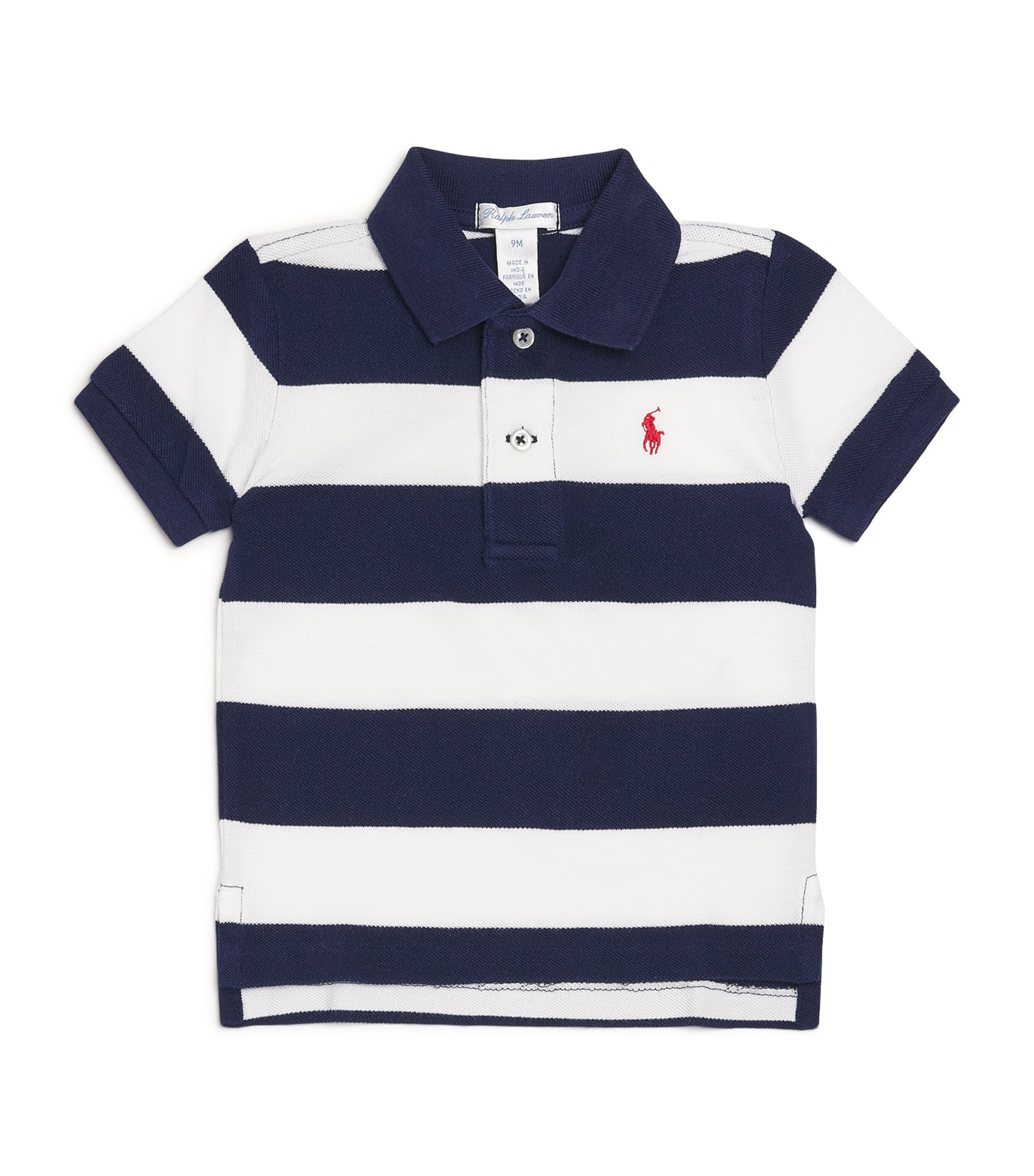 Cotton Stripe Polo Shirt (3-24 Months) NAVY MU Image 1