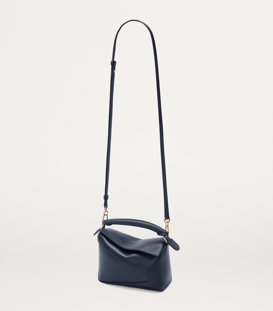 Mini Leather Puzzle Edge Top-Handle Bag DEEP NAVY Image 5
