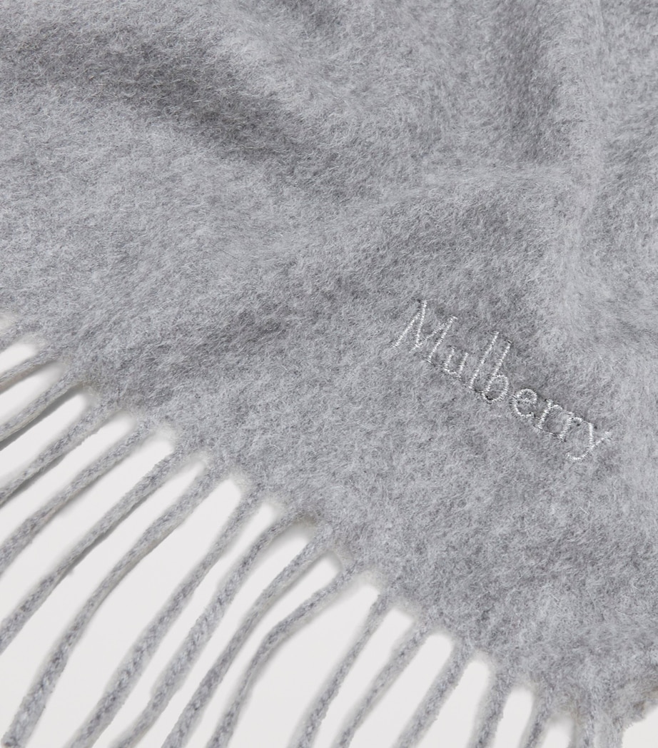 Mulberry Cashmere Fringed Scarf Light Grey Melange Image 3