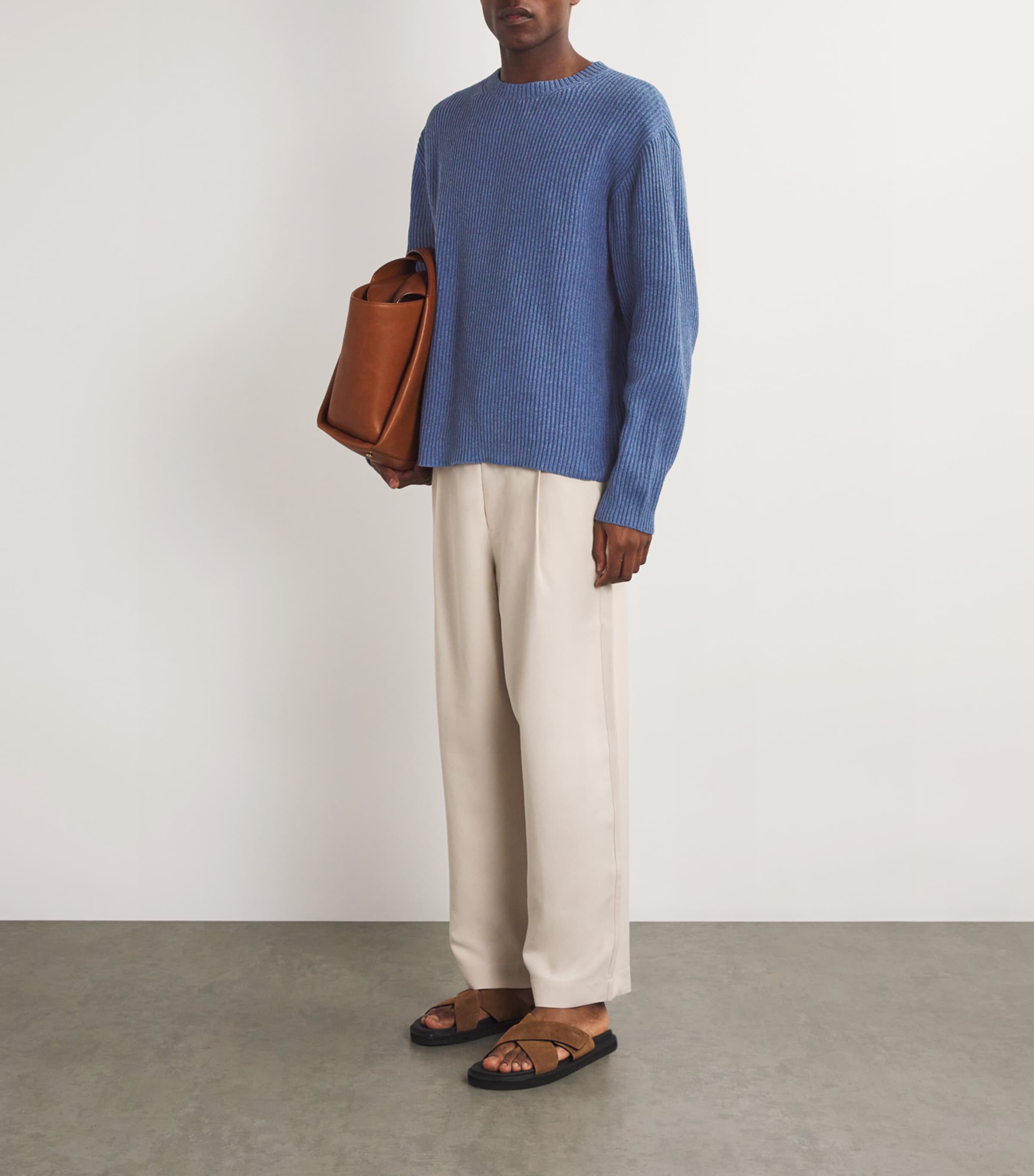 COMMAS Mens Cotton-Wool Fisherman Rib Sweater Azure Image 2