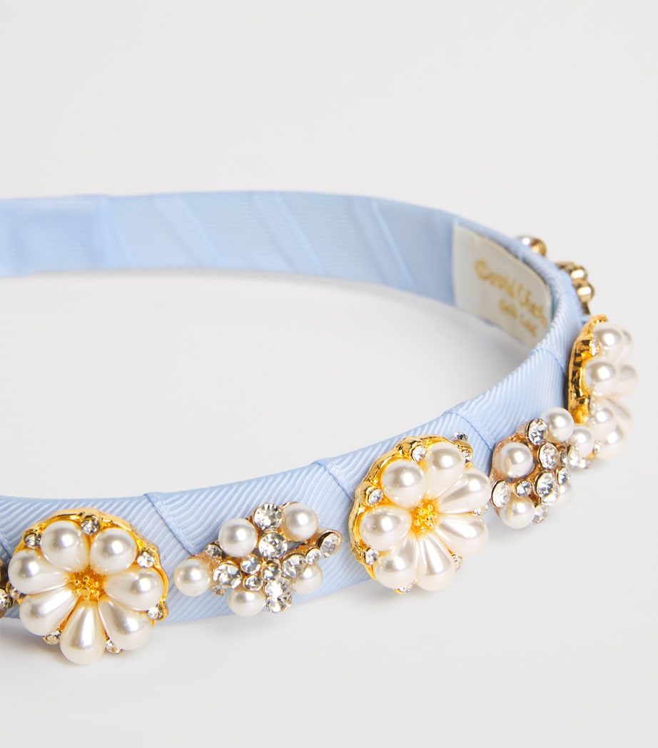 Diamanté and Faux Pearl-Embellished Headband J-PALE BLUE Image 3
