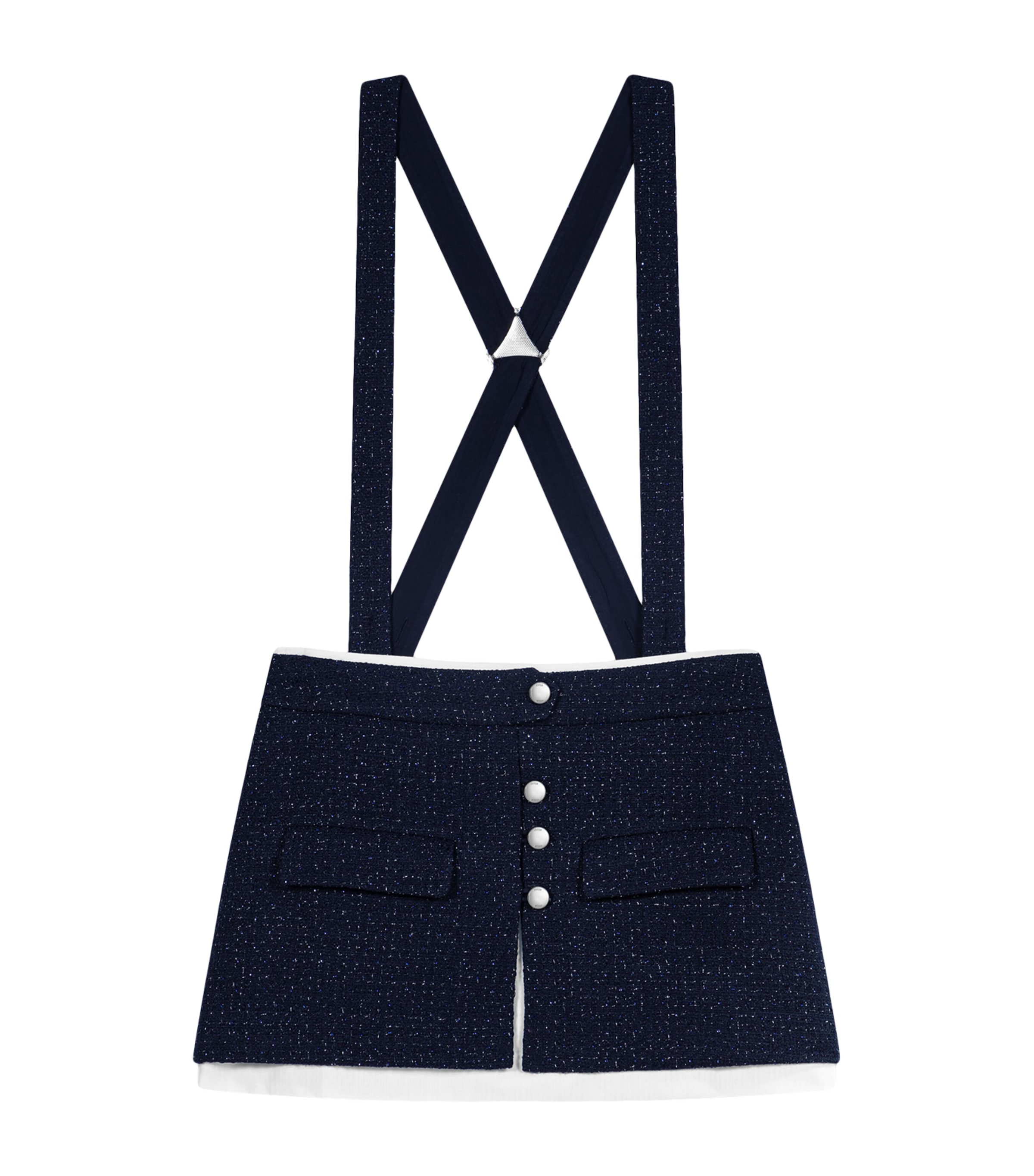 Maje Womens Tweed Suspender Shorts Navy Image 1