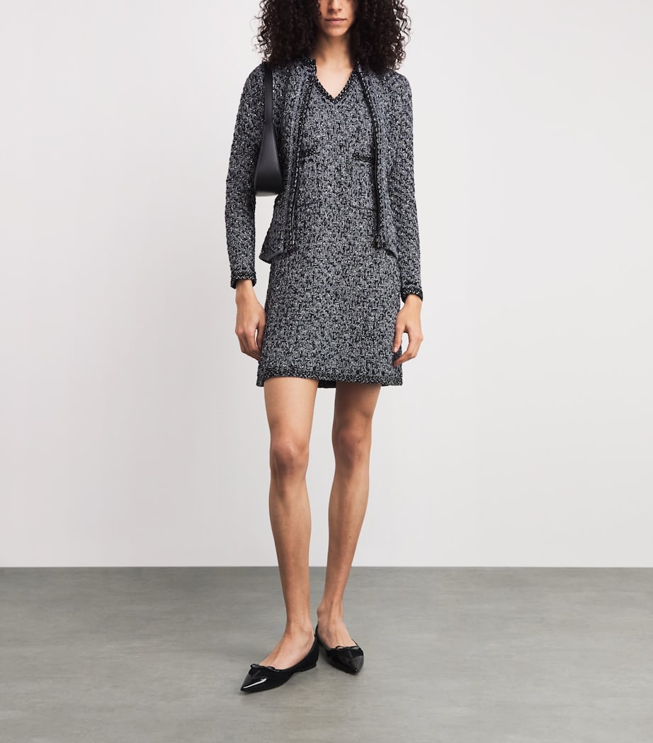 Fabiana Filippi Womens Embellished Tweed Zip-Up Cardigan Blu Notte Image 2