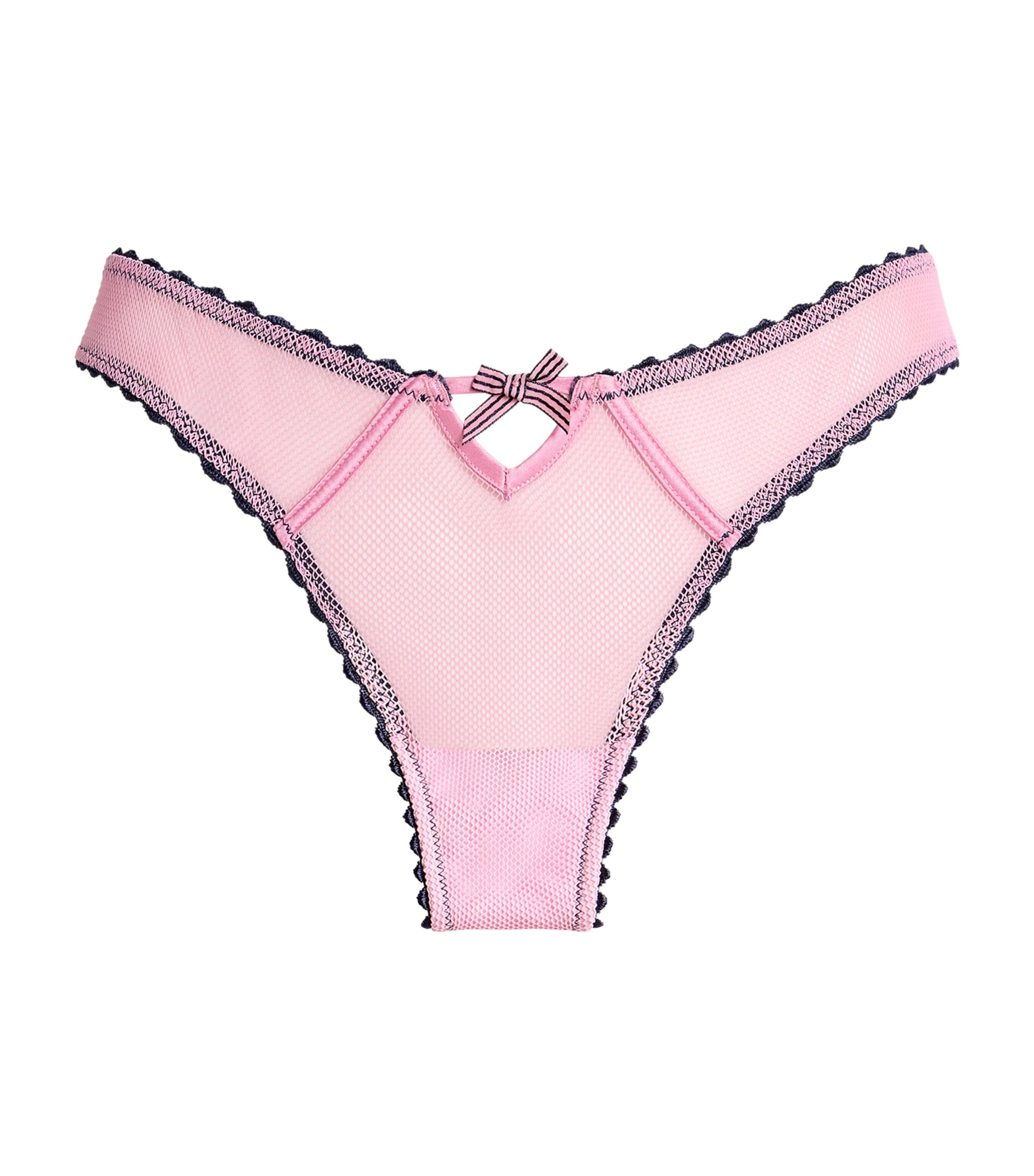Fleur Du Mal Fishnet Sabrina Thong In Pink