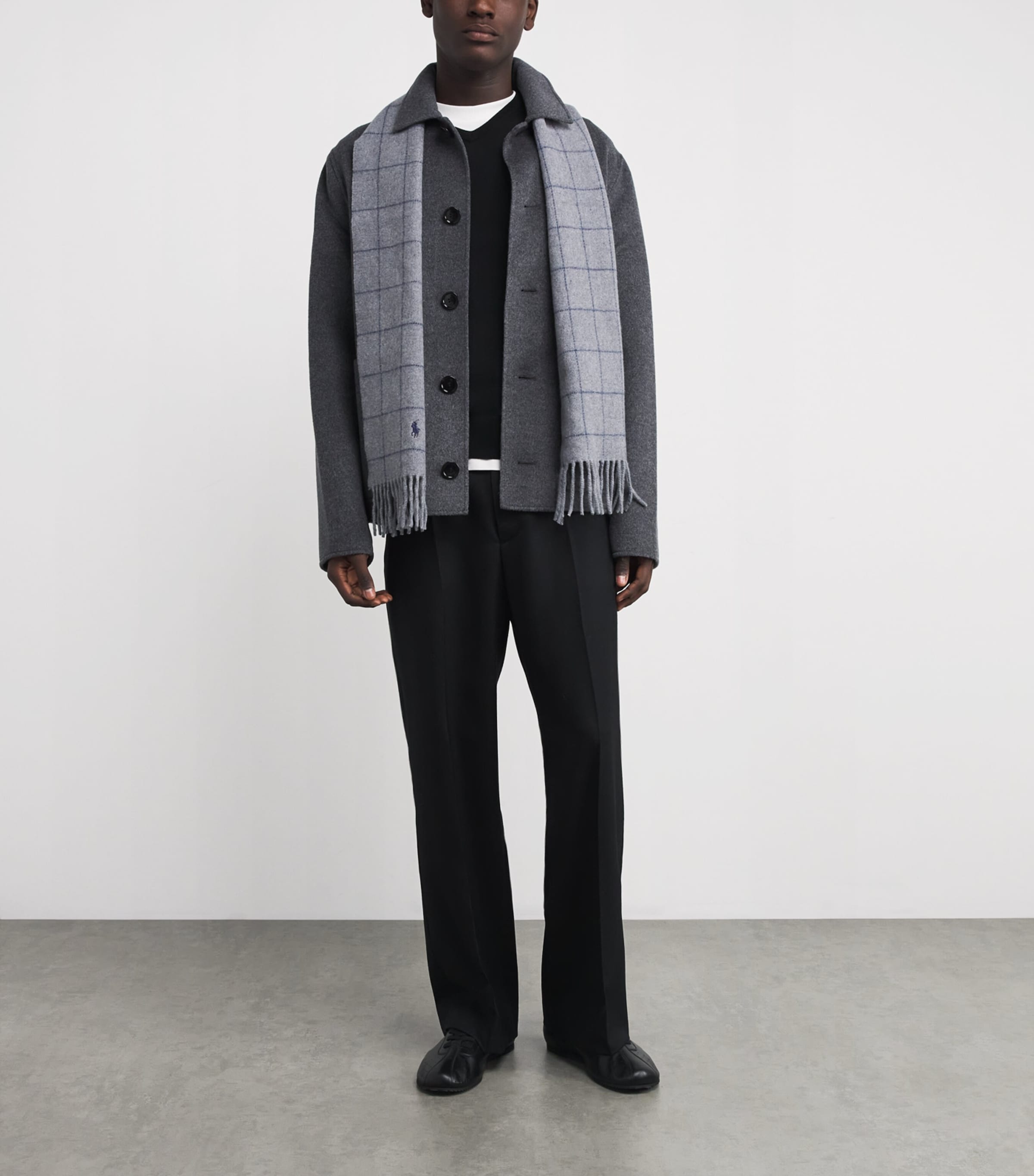 Wool V-Neck Sweatshirt BLACK Image 2